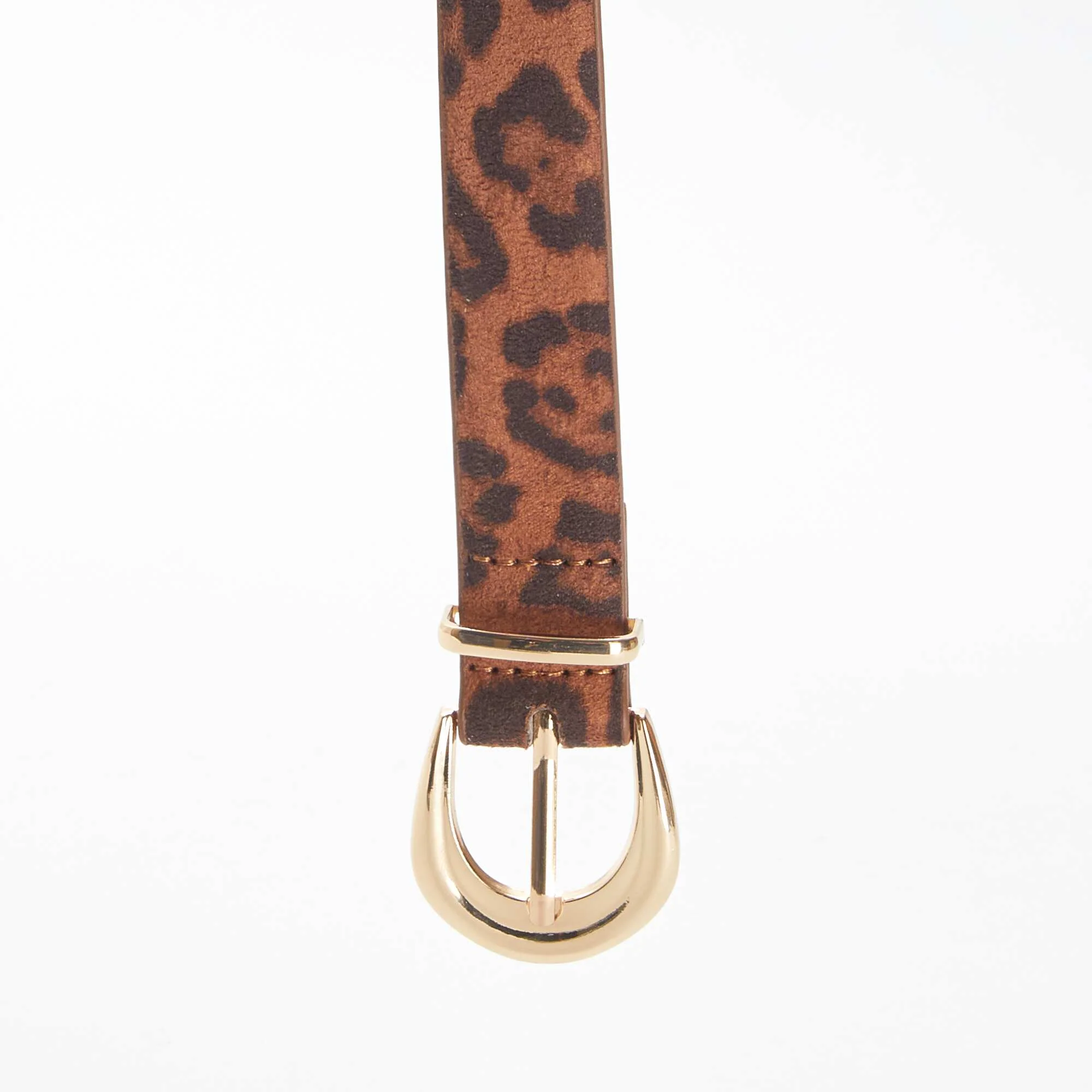 Thin leopard print suedette belt BROWN - Image 3