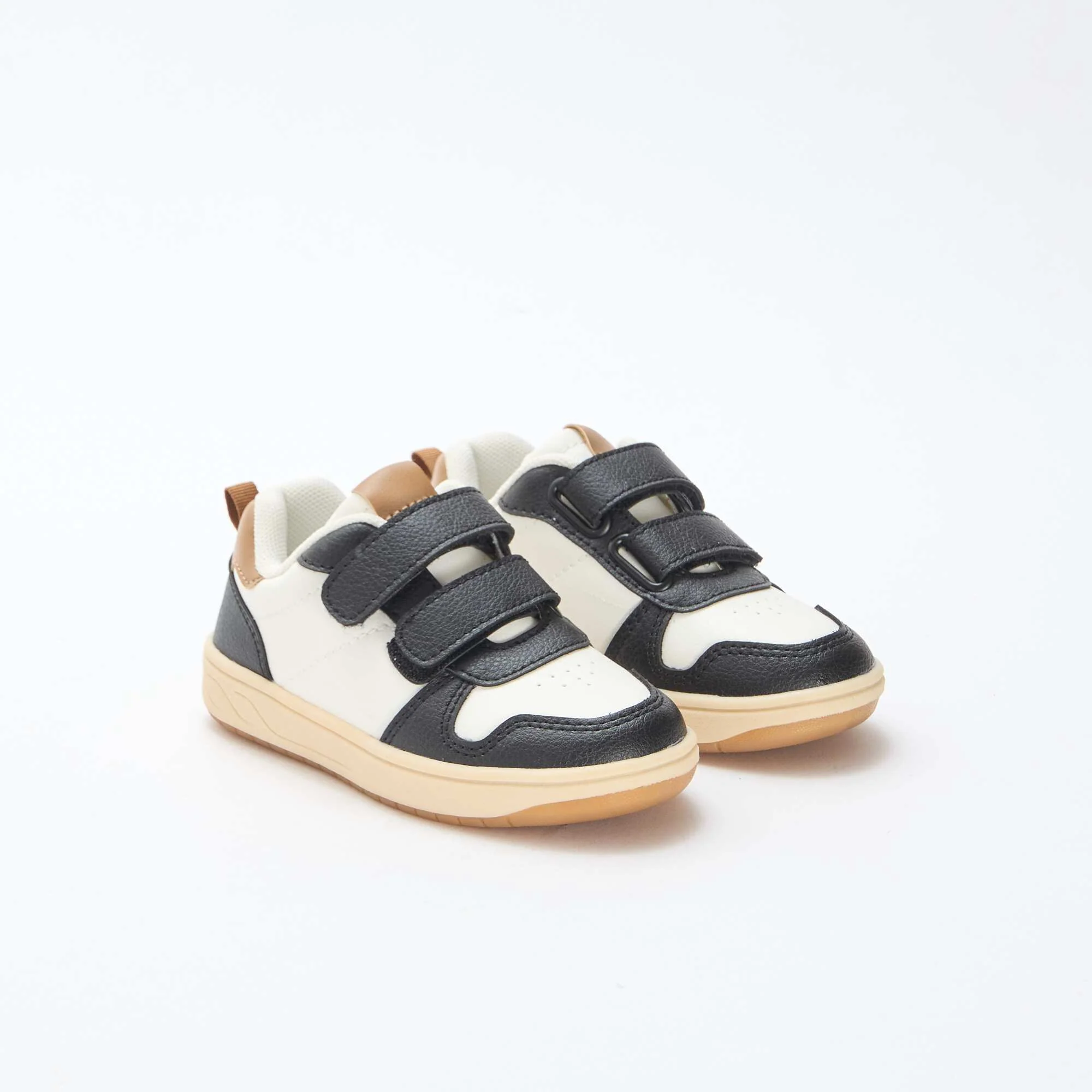 Three-tone low-top trainers BROWN