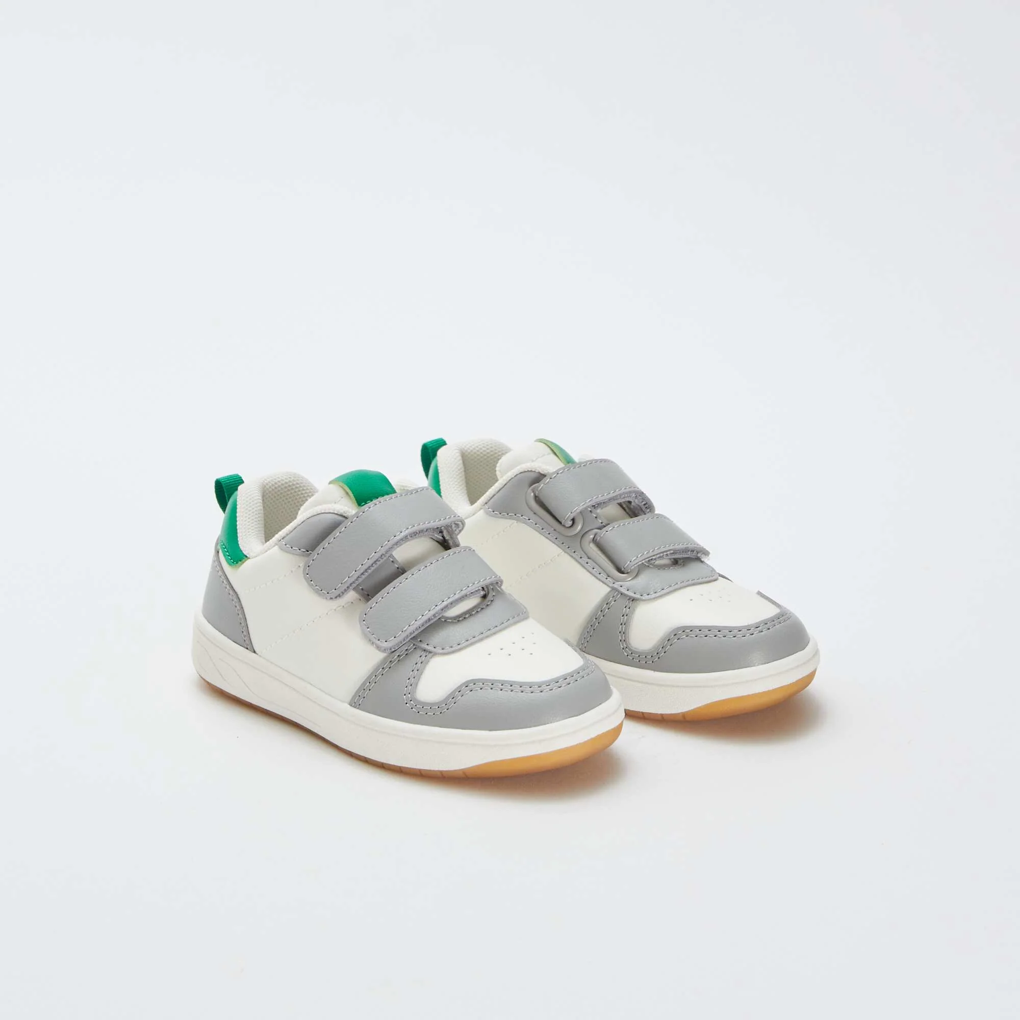 Three-tone low-top trainers GREEN