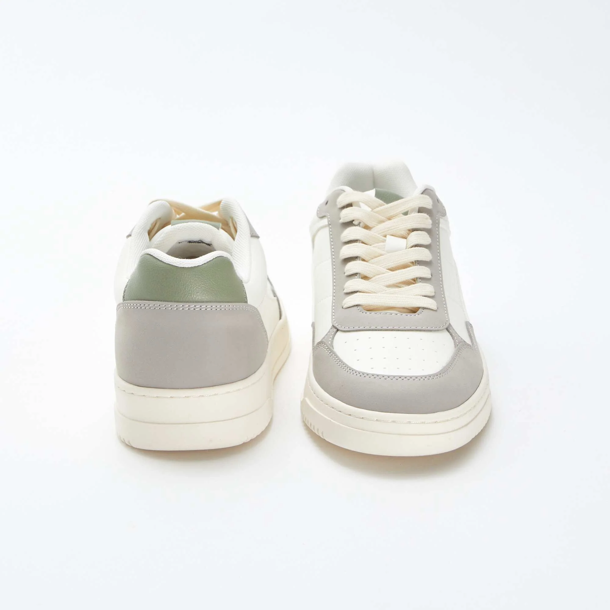 Three-tone low-top trainers WHITE - Image 3