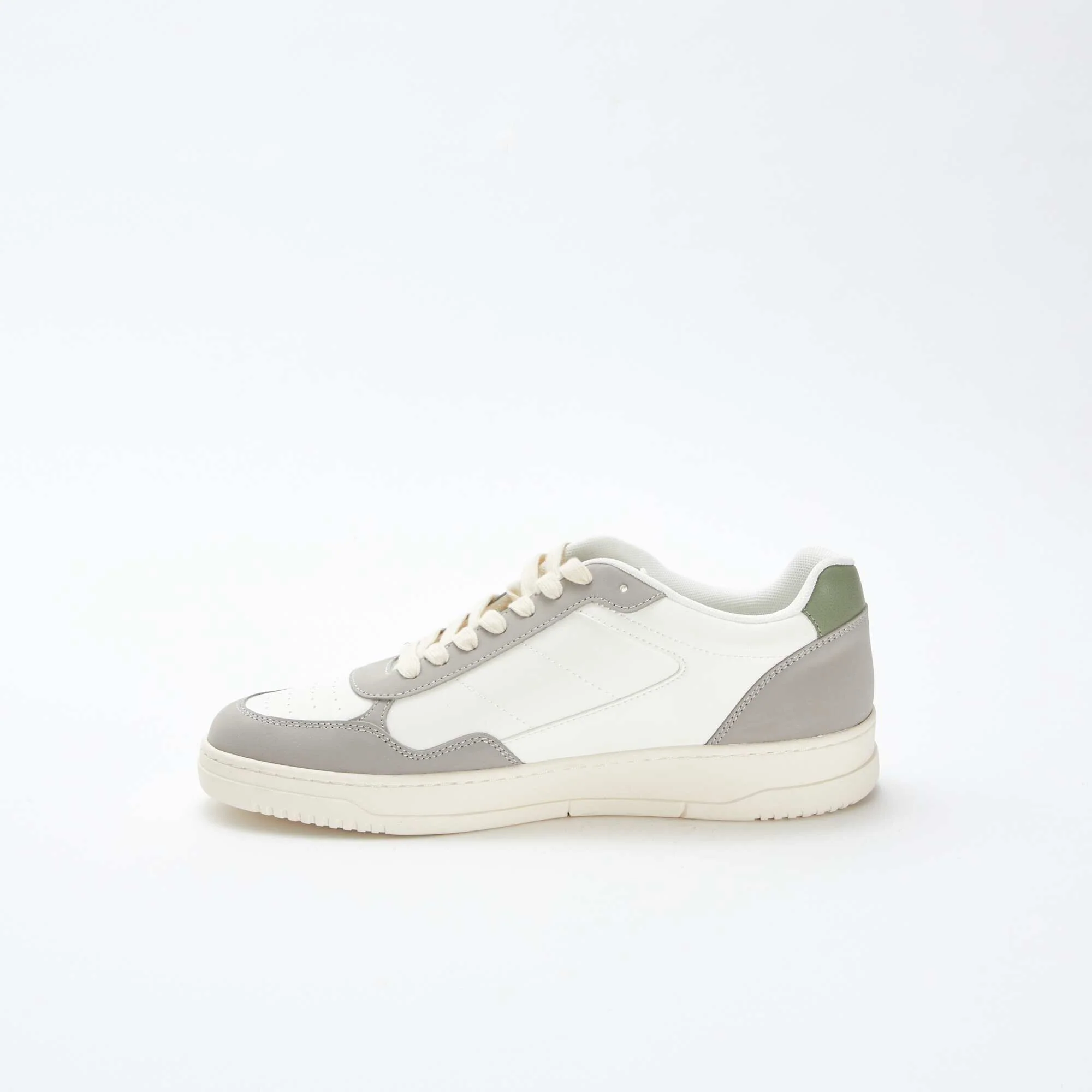 Three-tone low-top trainers WHITE - Image 4