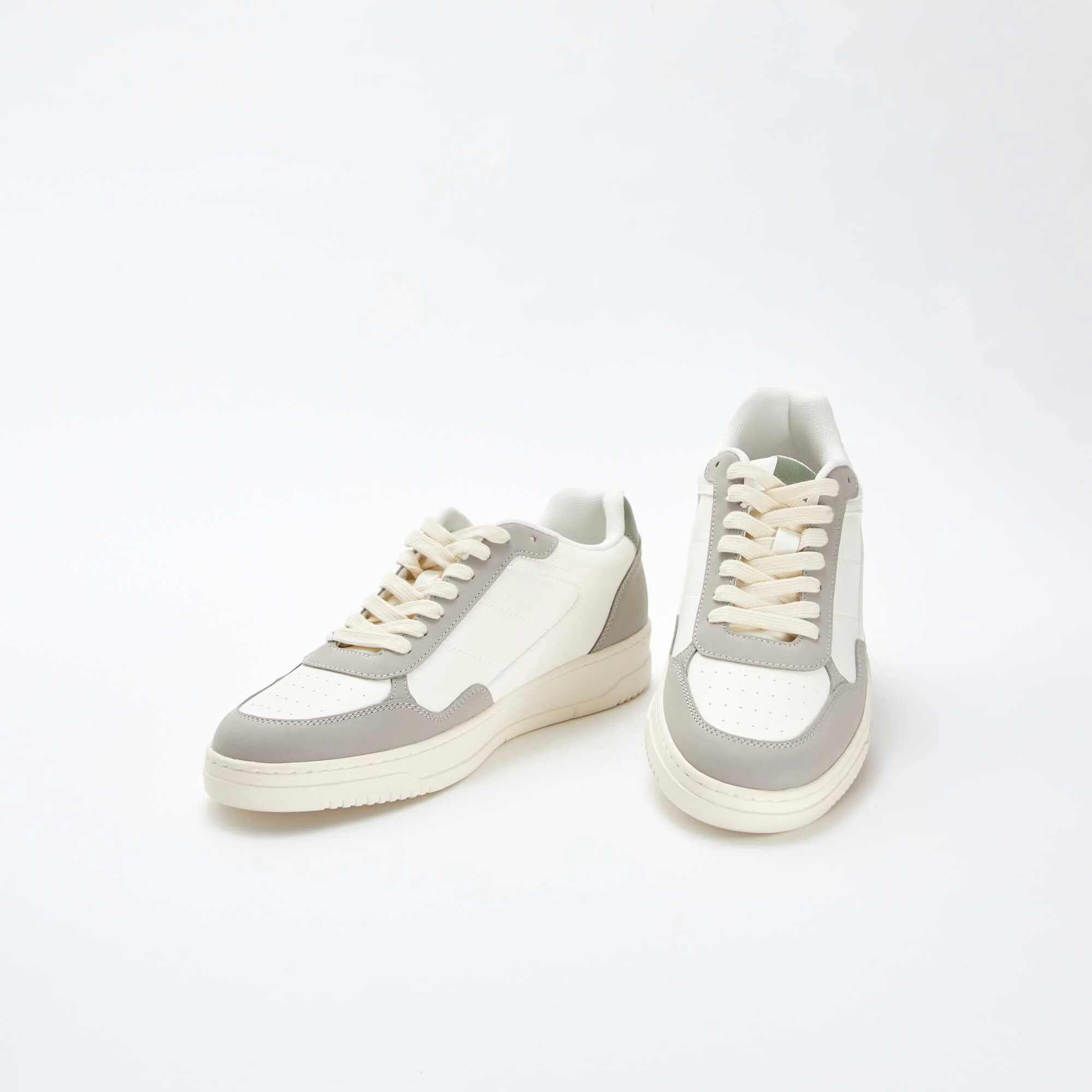 Three-tone low-top trainers WHITE - Image 5