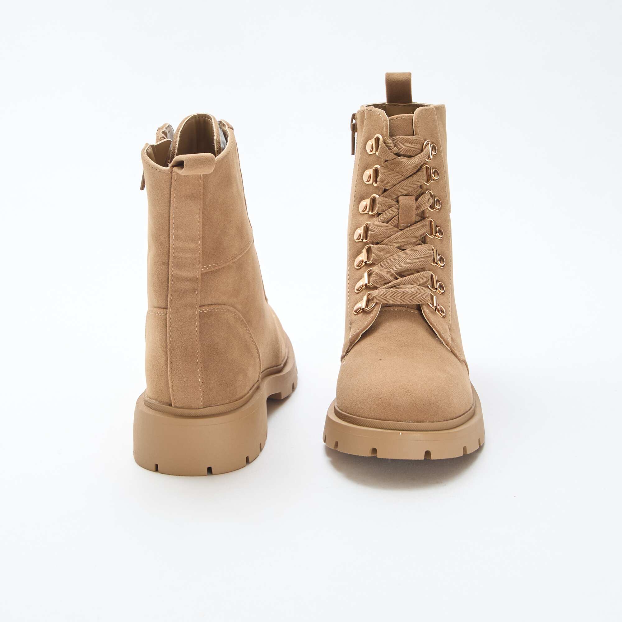 Trekking Boots with Gold Eyelets BEIGE - Image 3