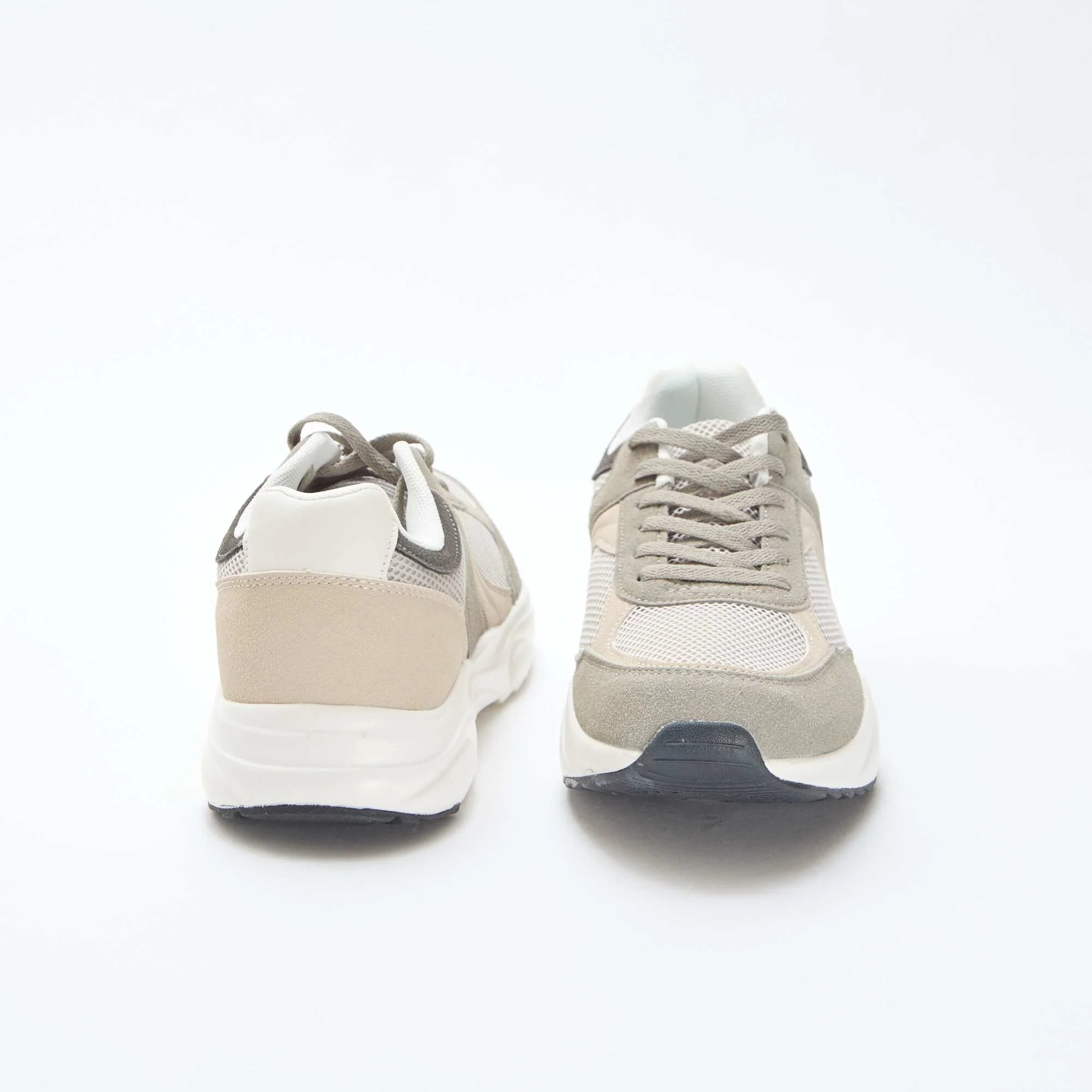 Tricolour Mesh and Suede Running Trainers GREY