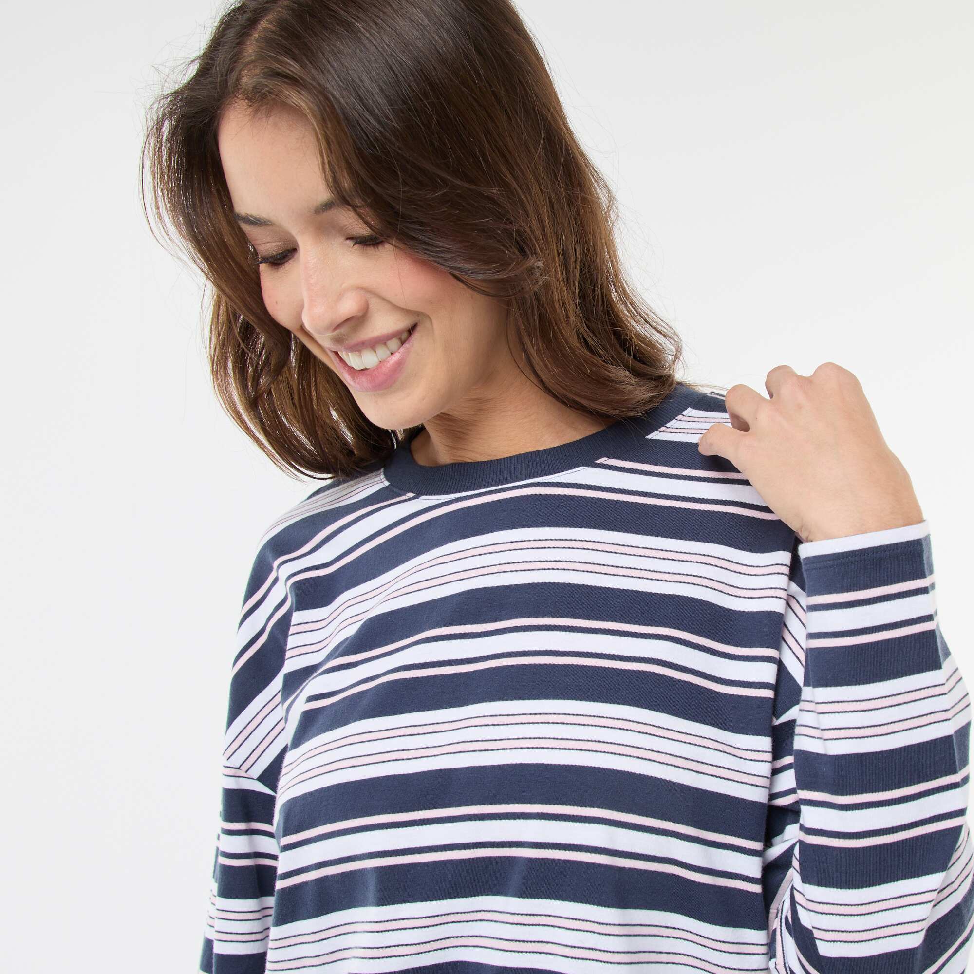 Tricolour Striped Cotton T-shirt BLUE - Image 3