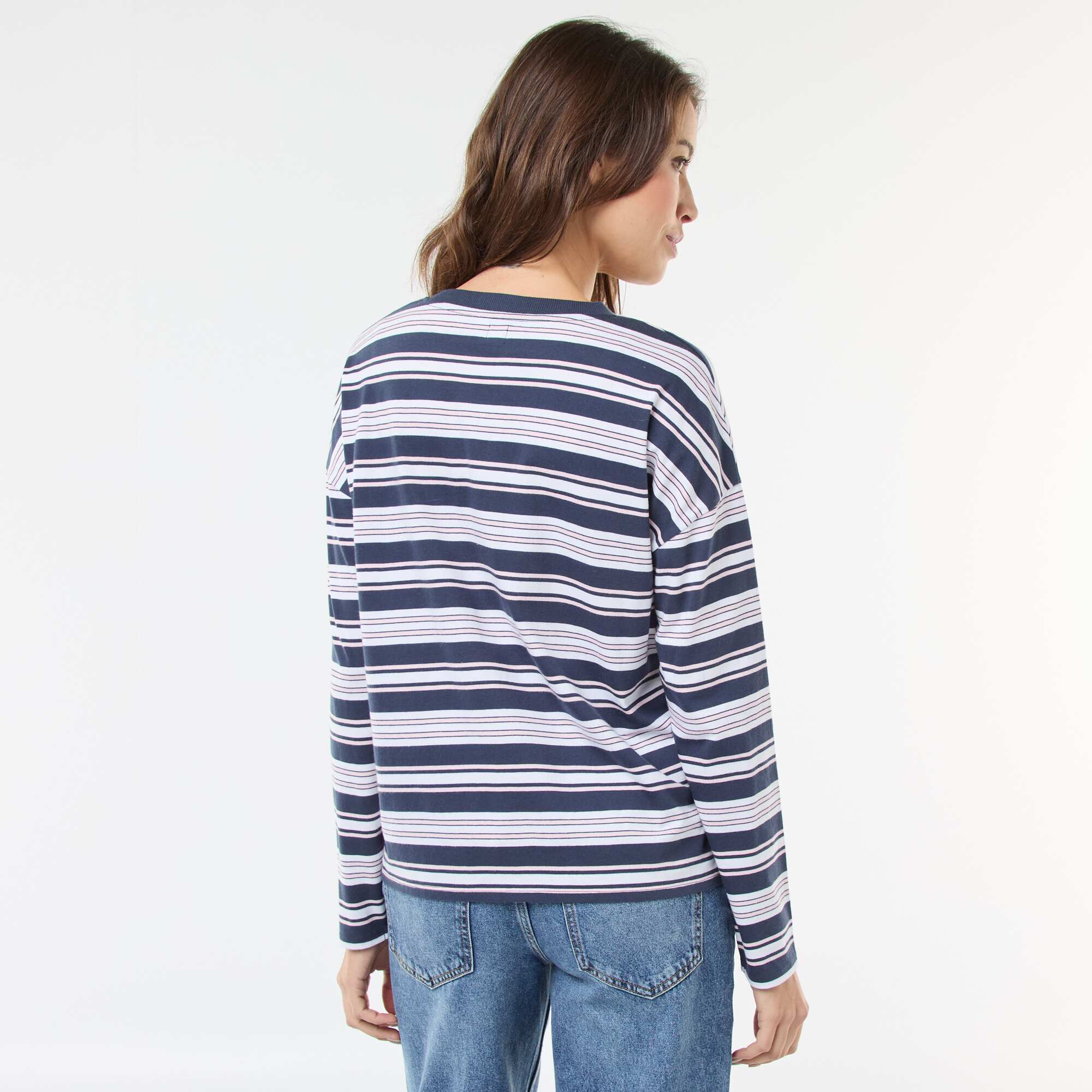 Tricolour Striped Cotton T-shirt BLUE - Image 4