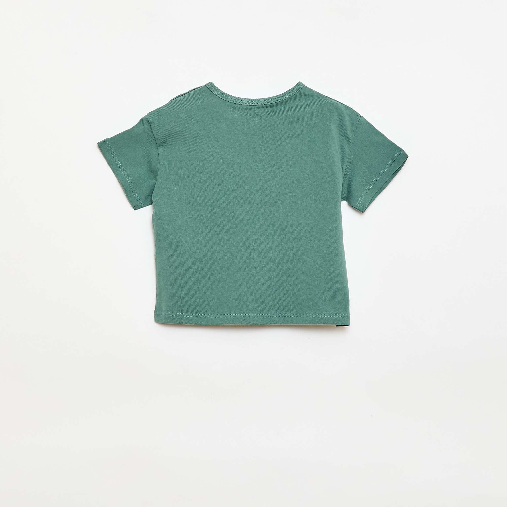 Tropical Print Short-Sleeve Cotton T-shirt GREEN - Image 3