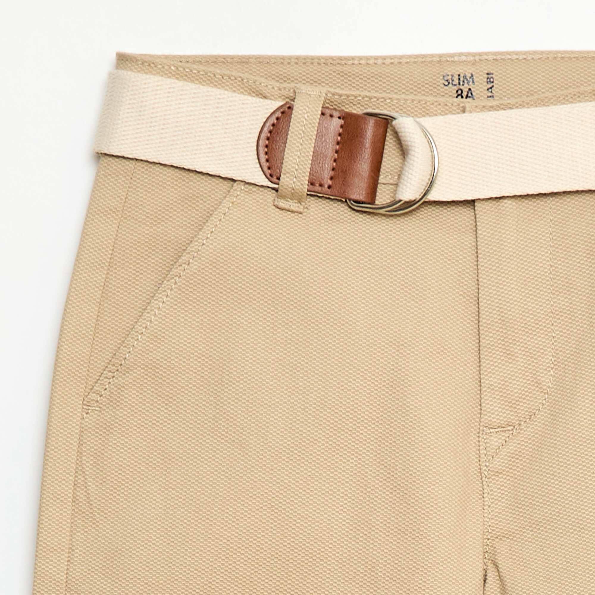 Twill Chino Trousers with Belt - 2 Piece Set BEIGE - Image 3