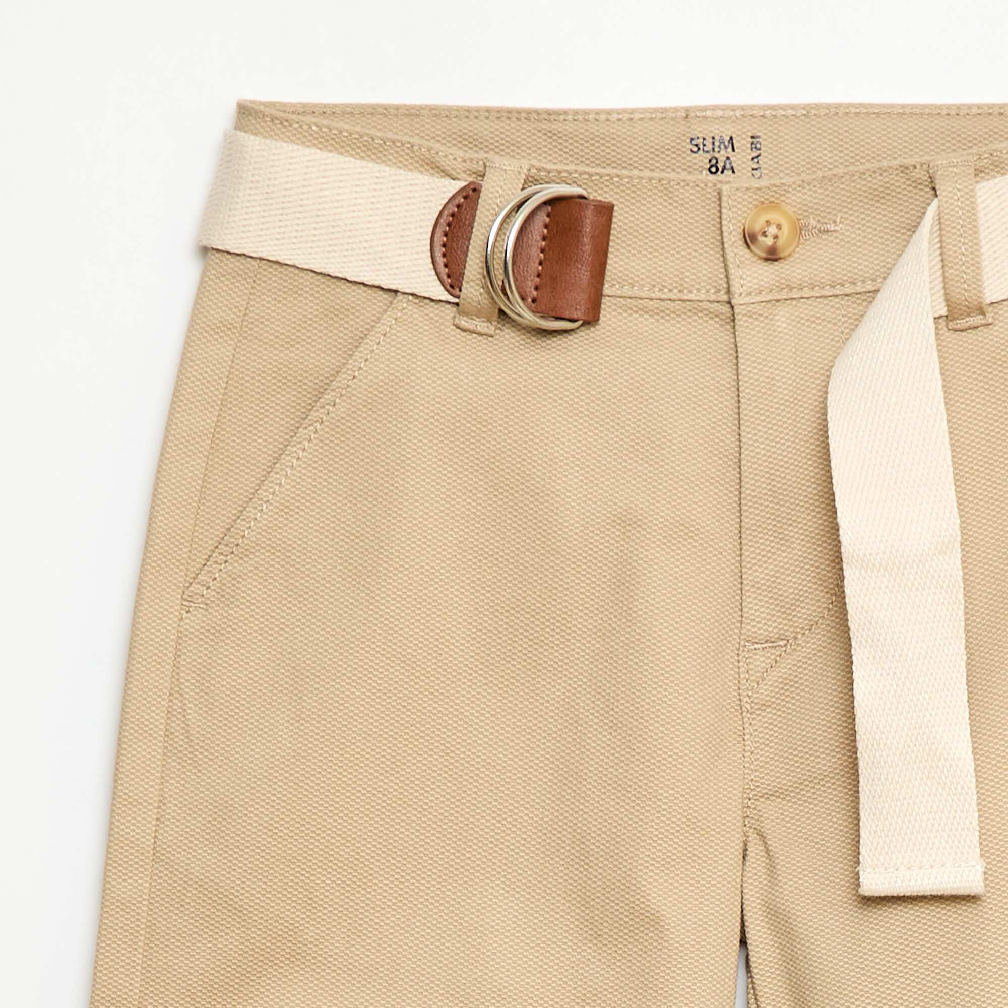 Twill Chino Trousers with Belt - 2 Piece Set BEIGE - Image 4