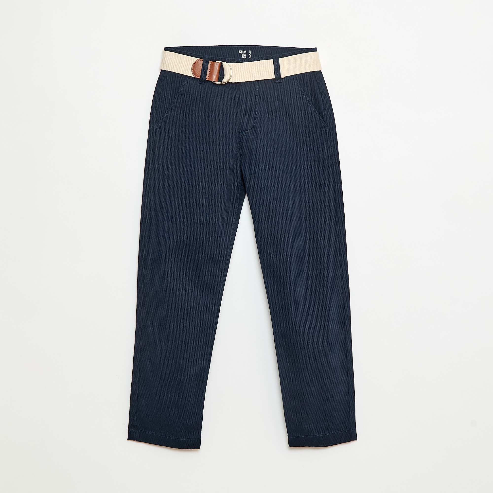 Twill Chino Trousers with Belt - 2 Piece Set BLUE