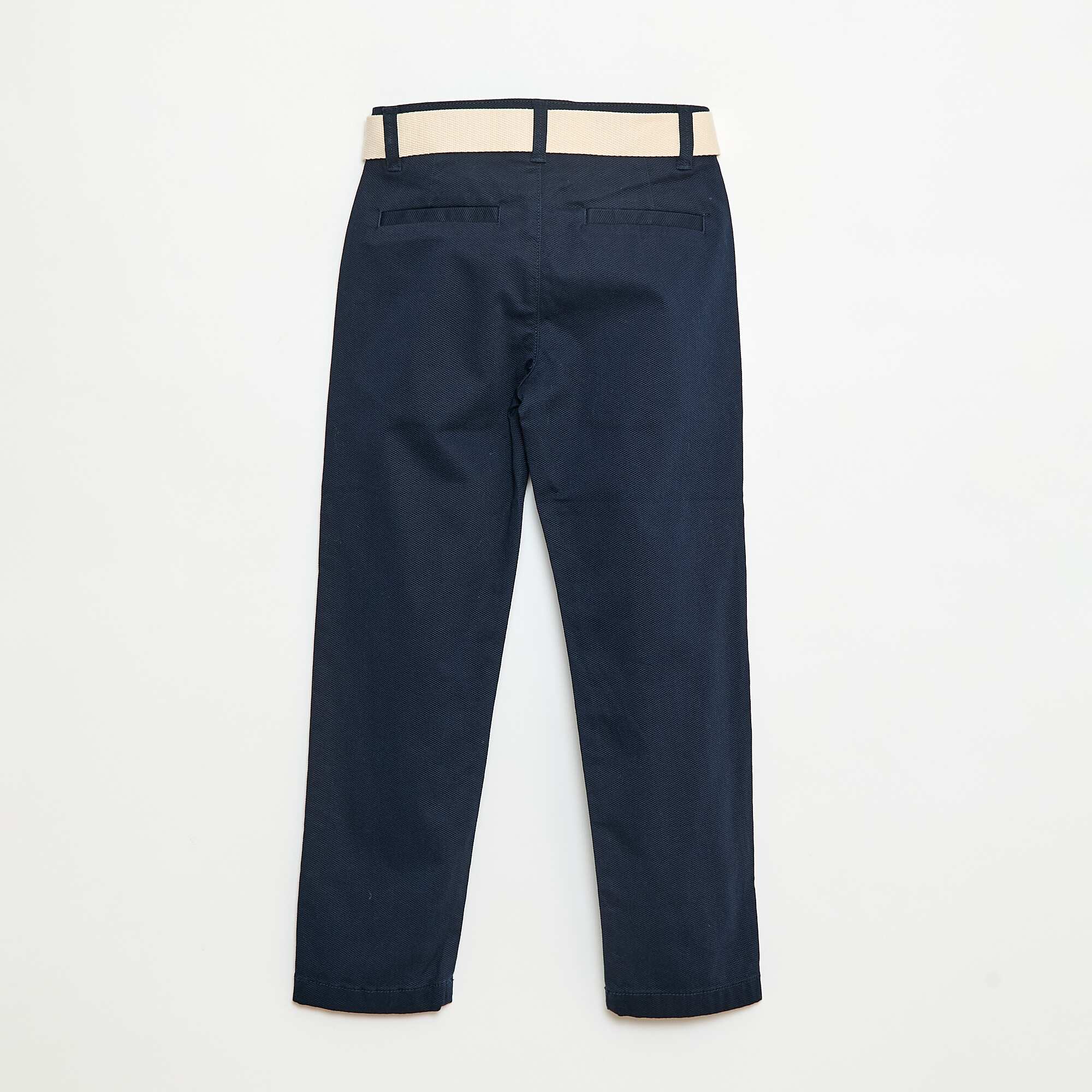 Twill Chino Trousers with Belt - 2 Piece Set BLUE - Image 2