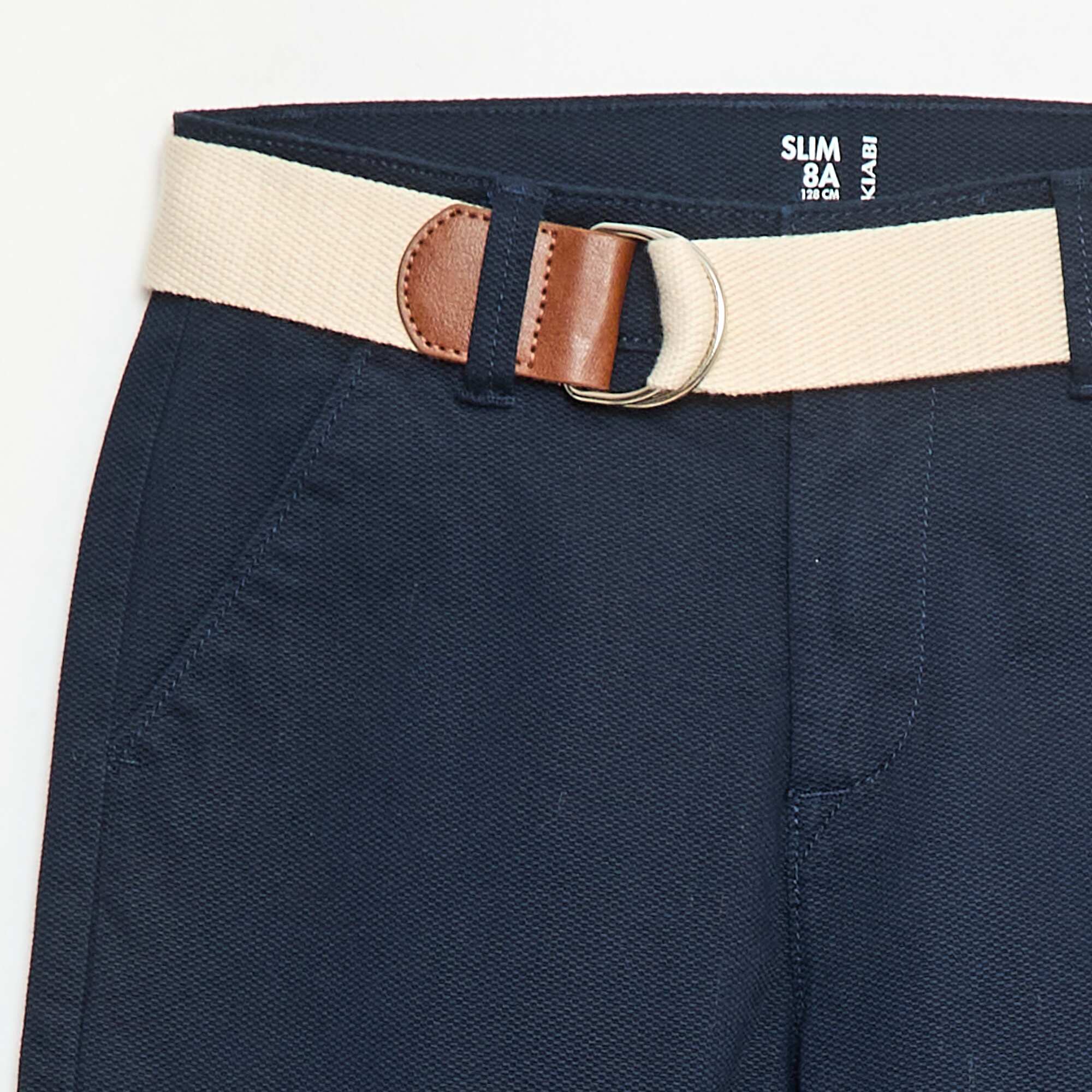 Twill Chino Trousers with Belt - 2 Piece Set BLUE - Image 3