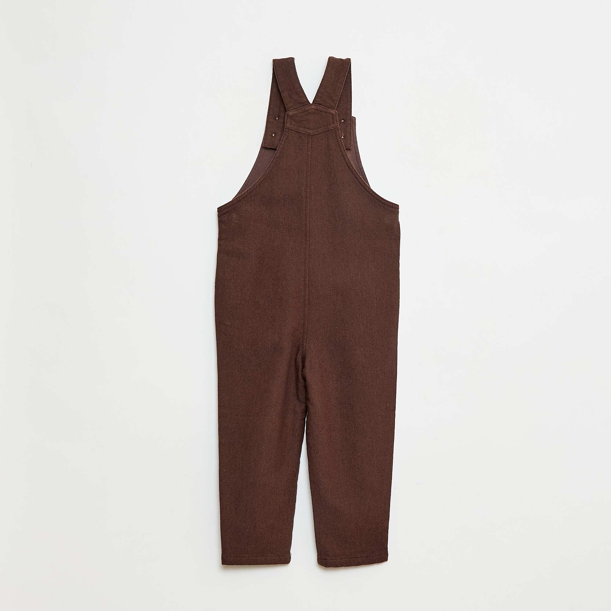 Twill Long Overalls with Chest Pocket BROWN - Image 4