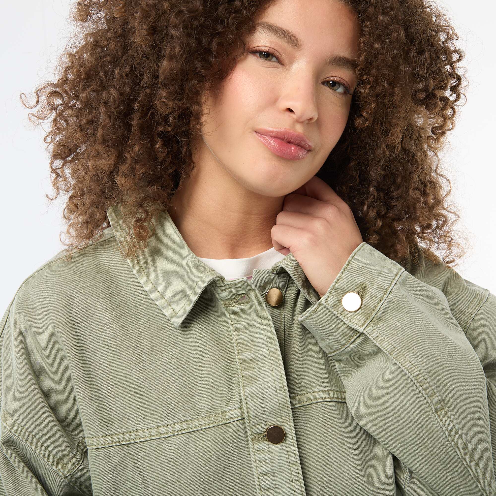 Twill Overshirt with 2 Patch Pockets KHAKI - Image 4