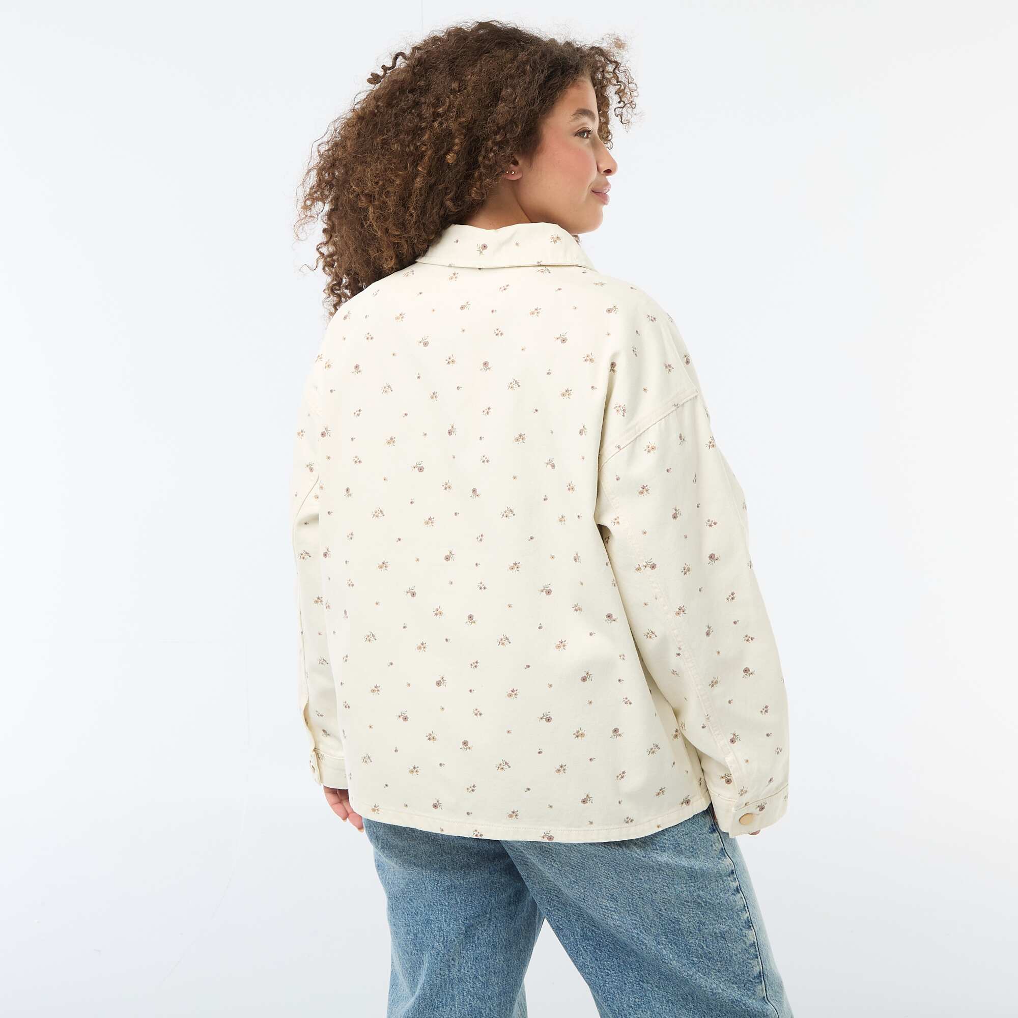 Twill Overshirt with 2 Patch Pockets WHITE - Image 5