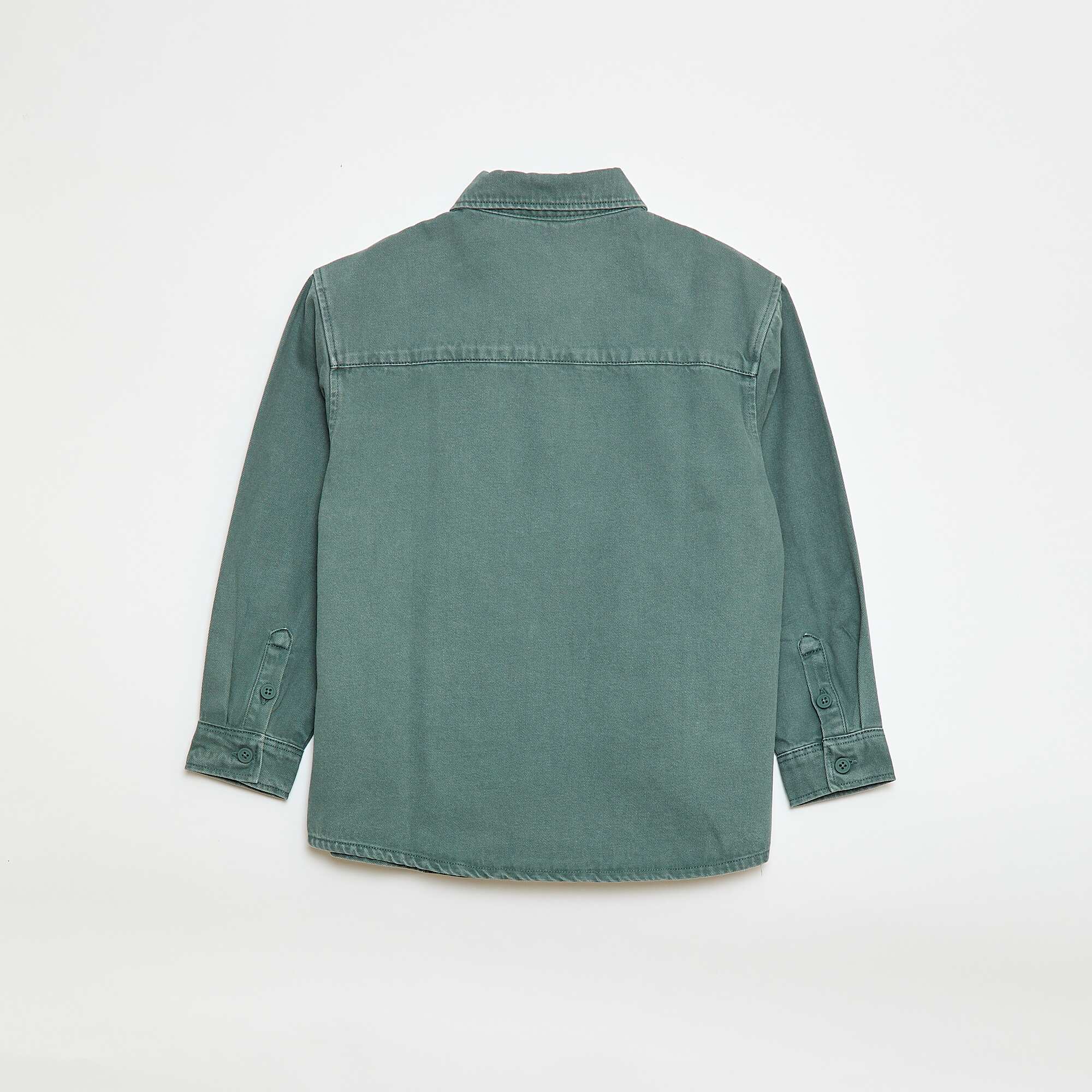 Twill Shirt with 2 Chest Patch Pockets GREEN - Image 2