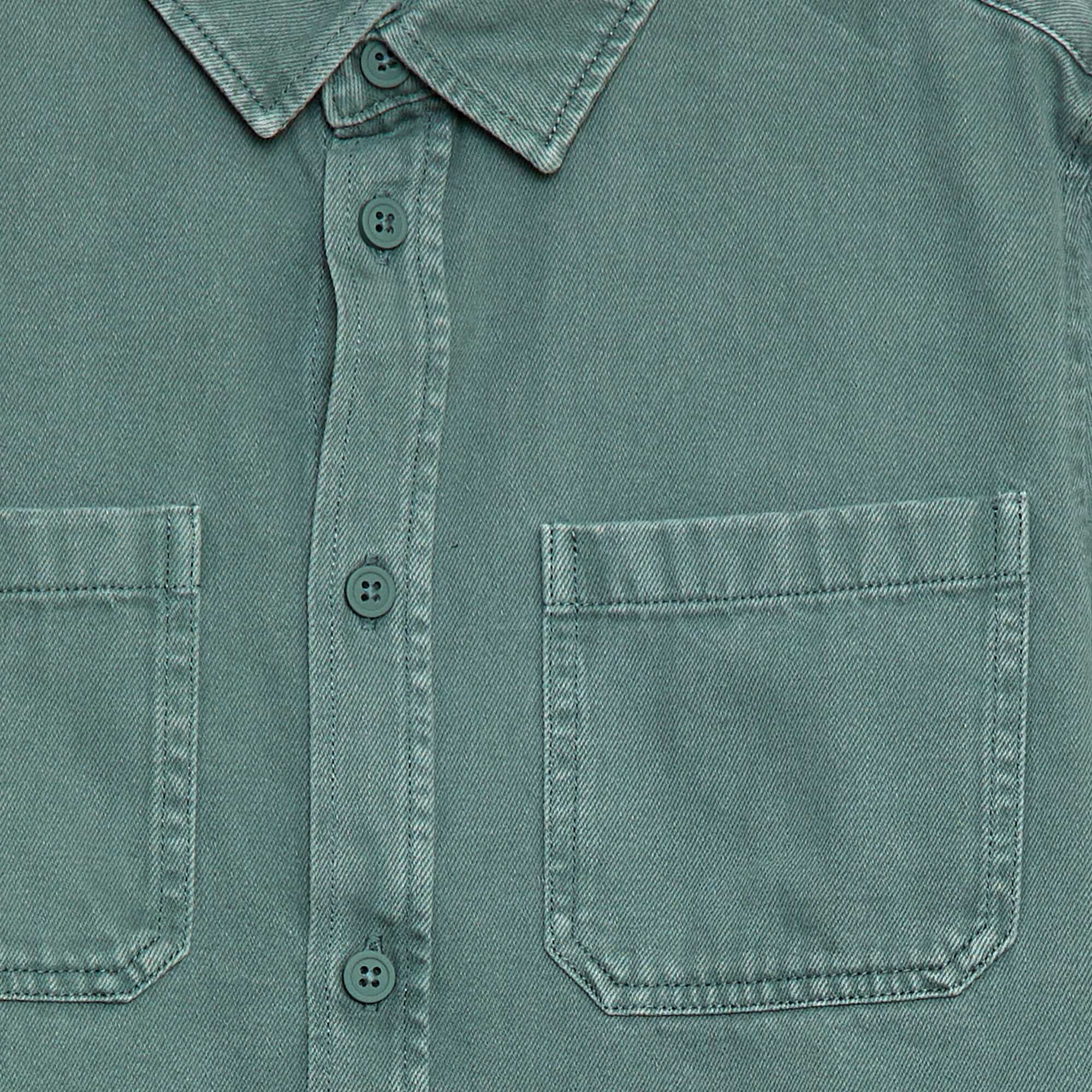 Twill Shirt with 2 Chest Patch Pockets GREEN - Image 3