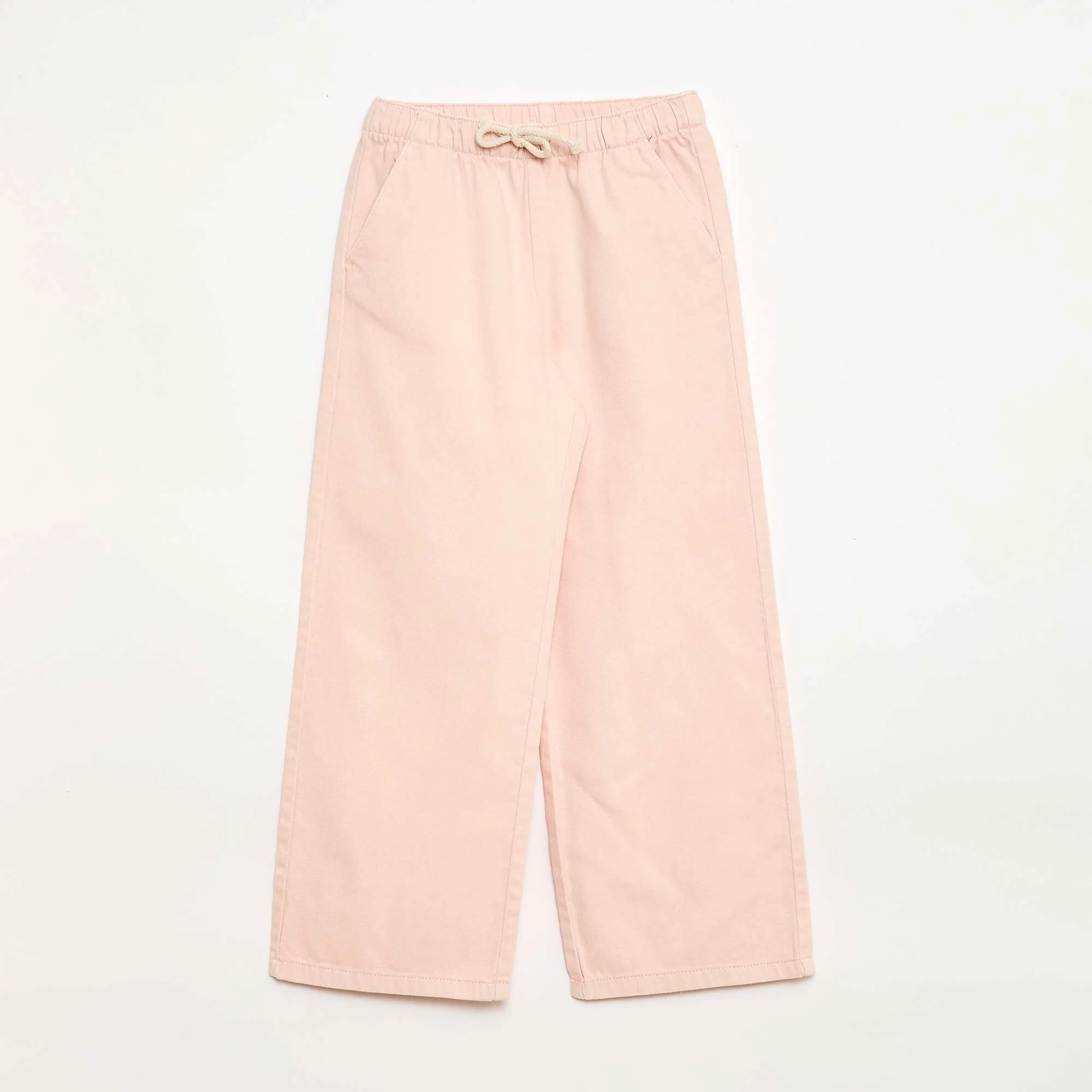 Twill Trousers with Drawstring Waist PINK