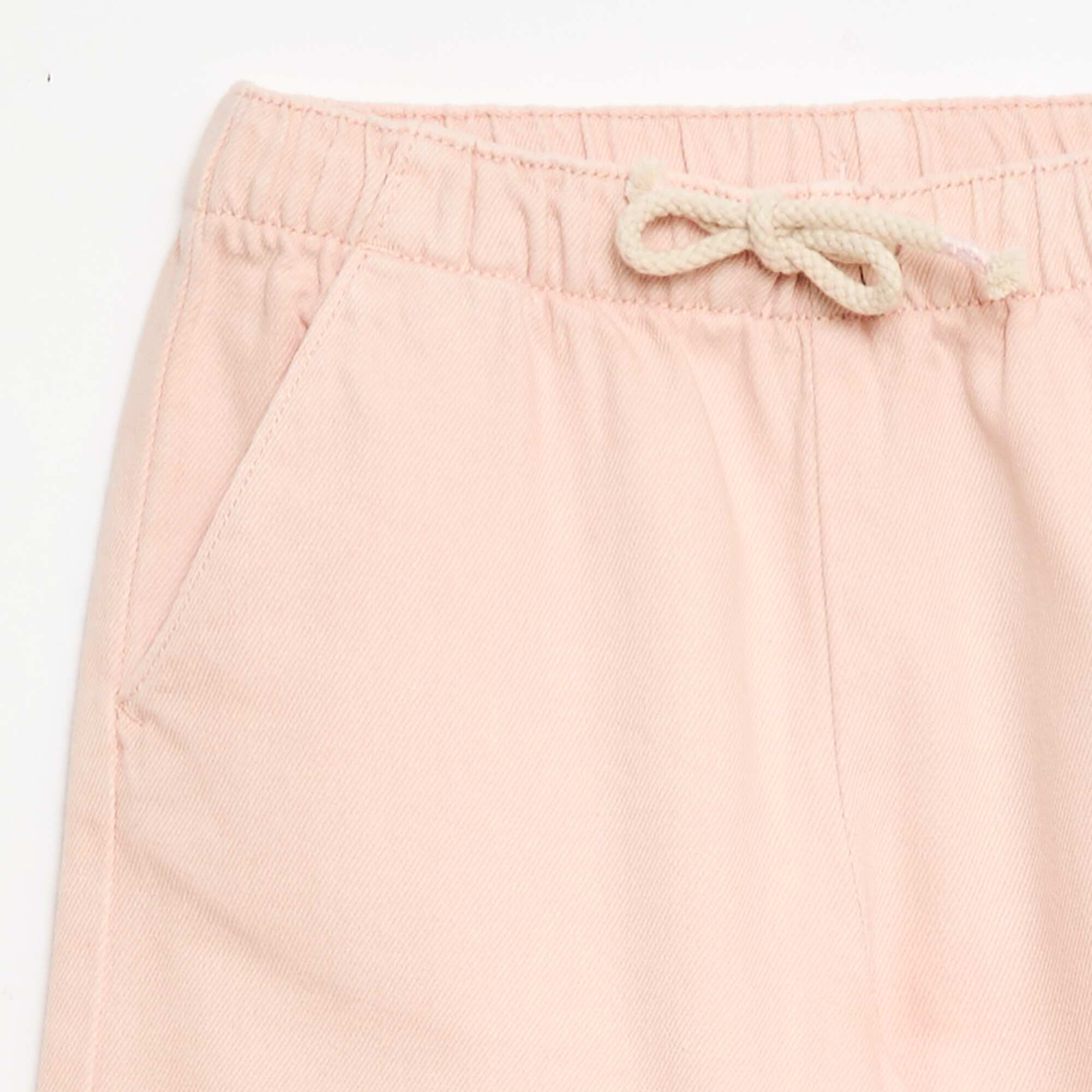 Twill Trousers with Drawstring Waist PINK - Image 3