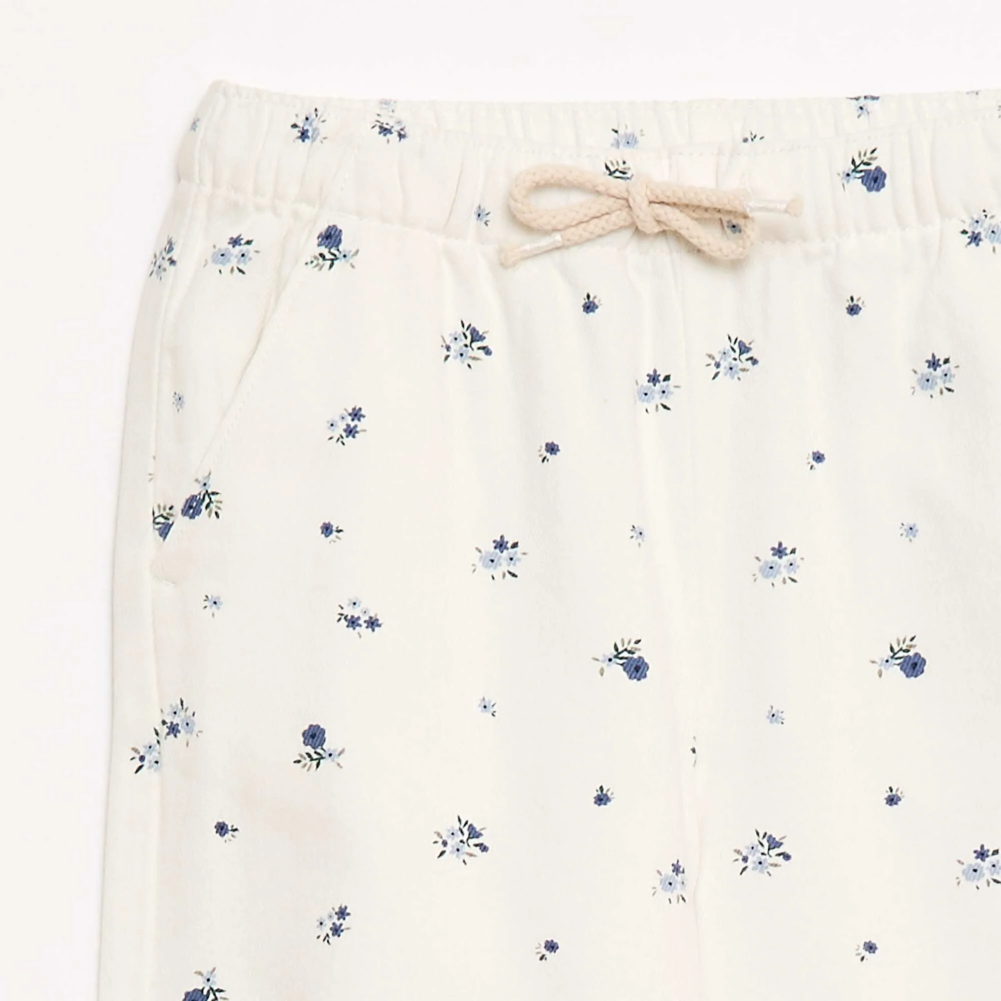 Twill Trousers with Drawstring Waist WHITE - Image 4