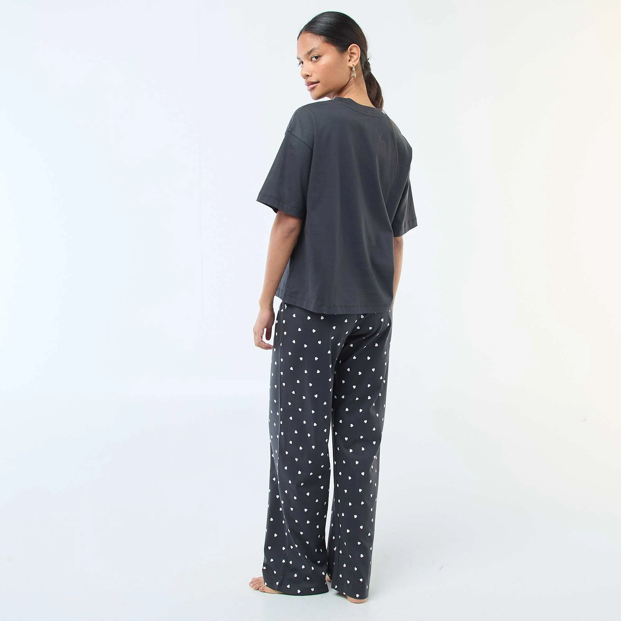 Two-piece 'Thumper' print pajamas BLACK - Image 3