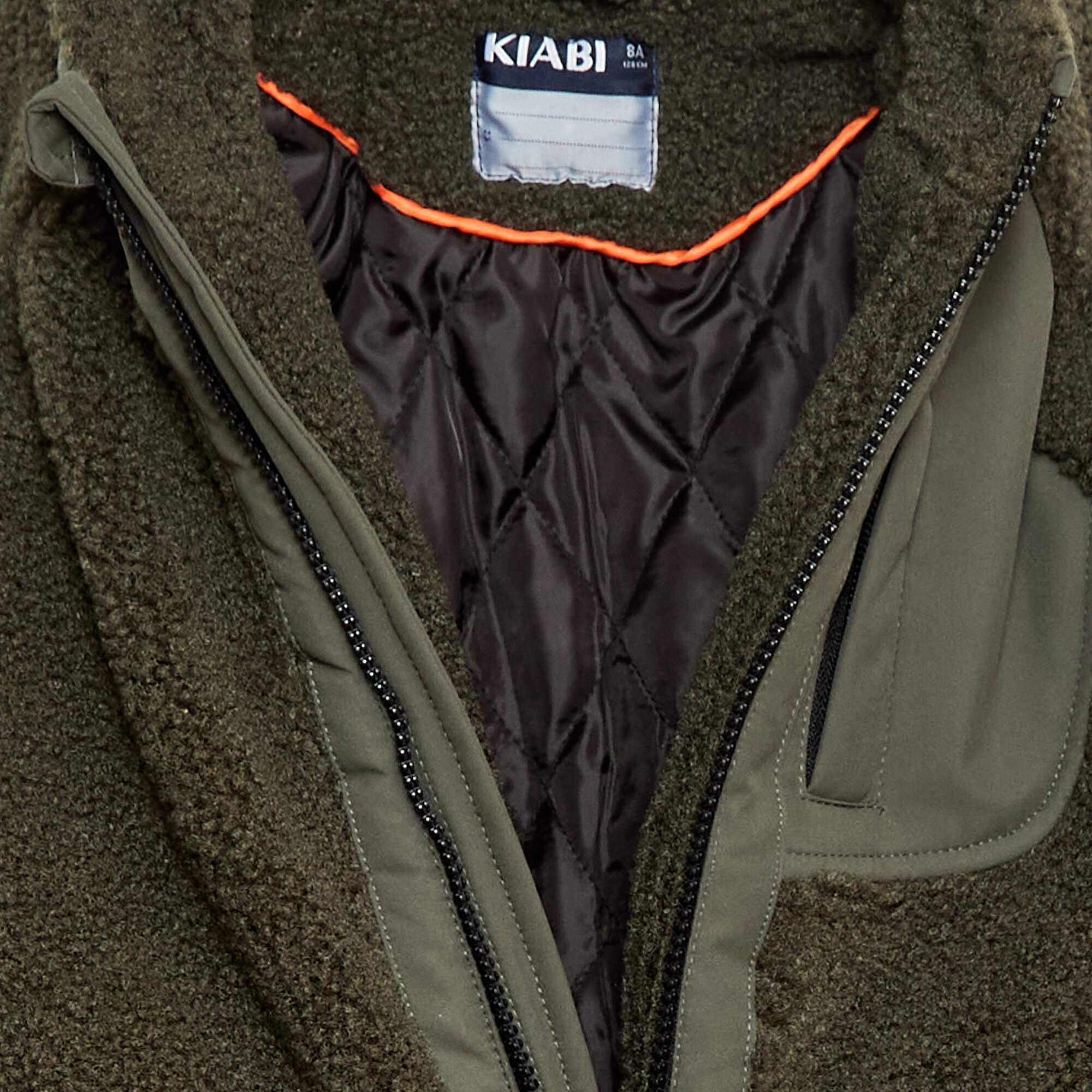 Two-Tone Hooded Fleece Effect Jacket GREEN - Image 3