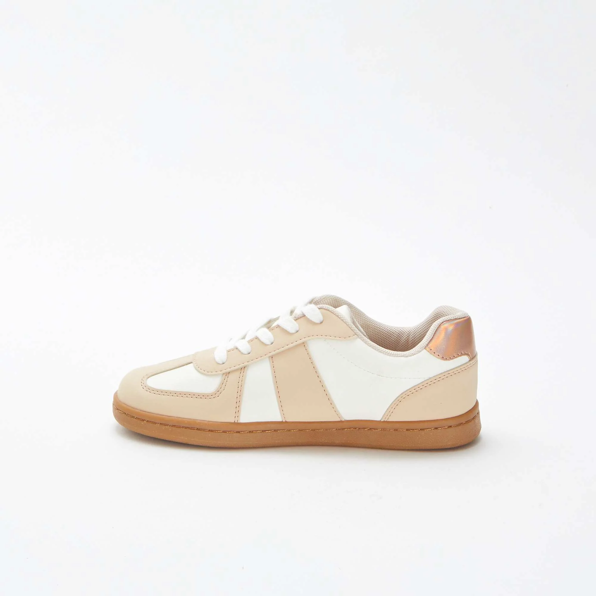 Two-tone lace-up trainers BEIGE - Image 4
