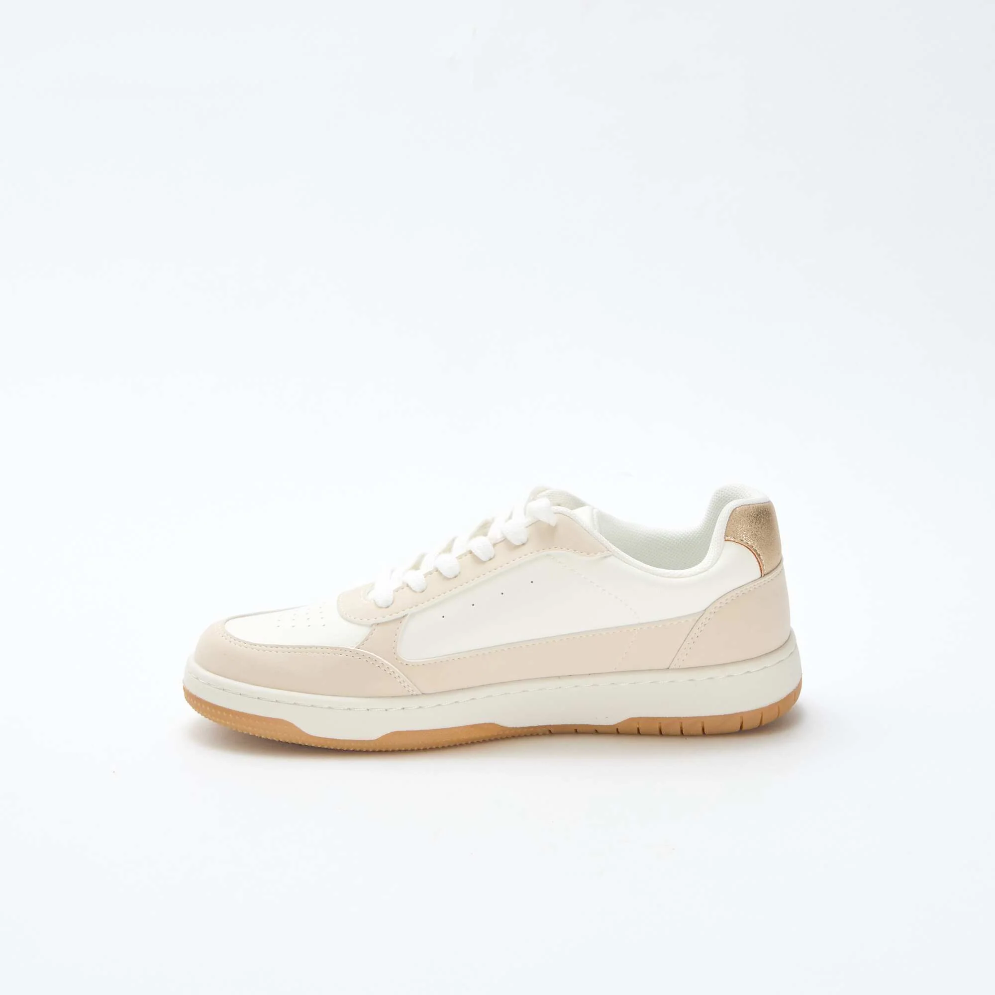 Two-Tone Sneakers with Gold Details BEIGE - Image 4
