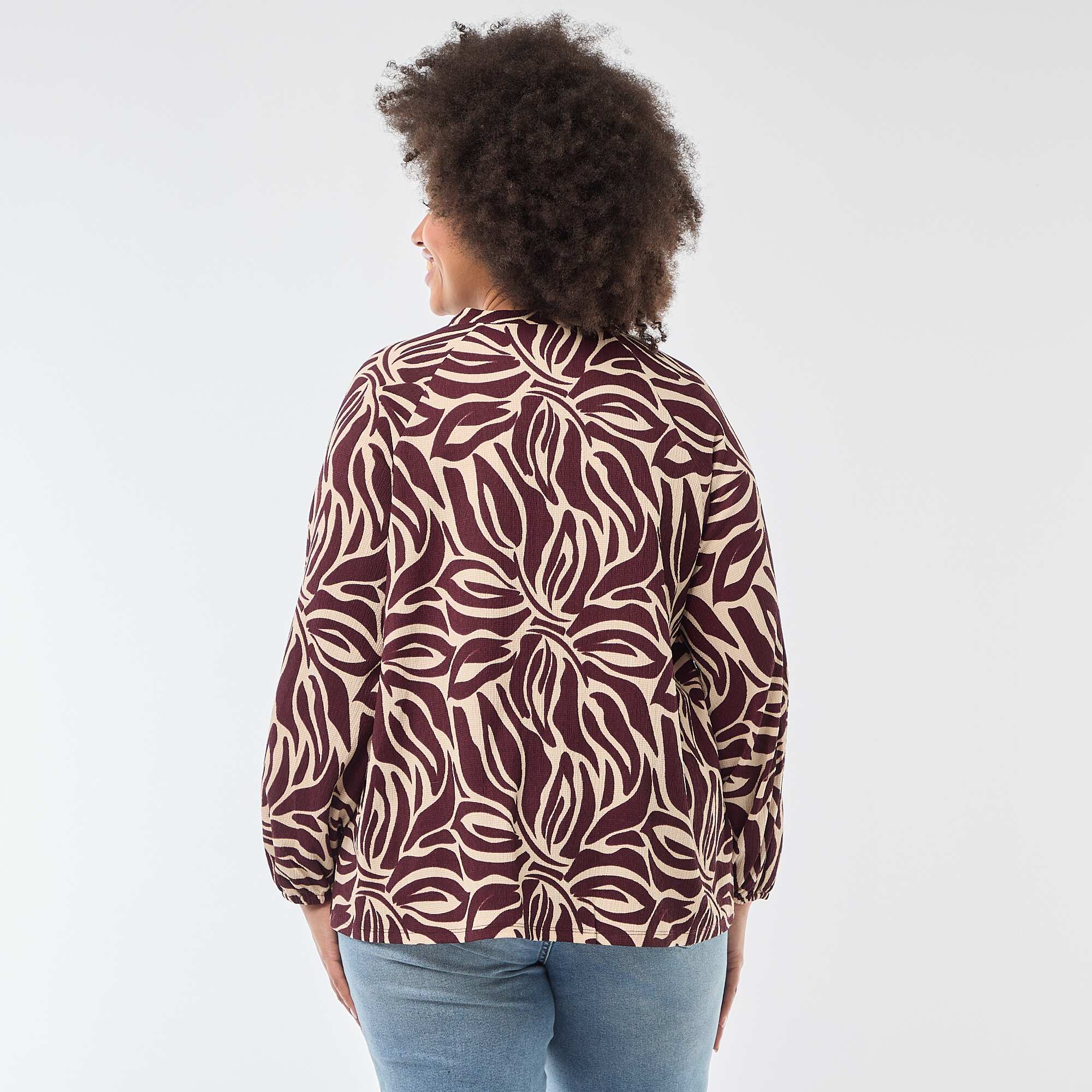 V-Neck Blouse with Allover Print RED - Image 4