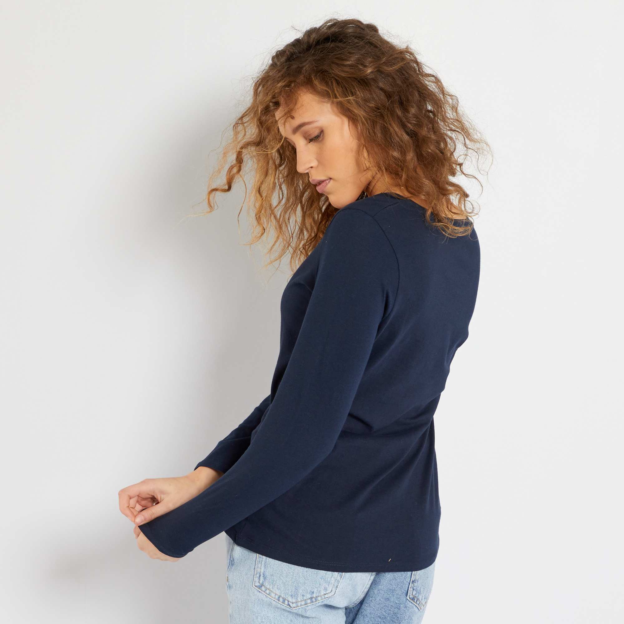 V-neck T-shirt BLUE - Image 3