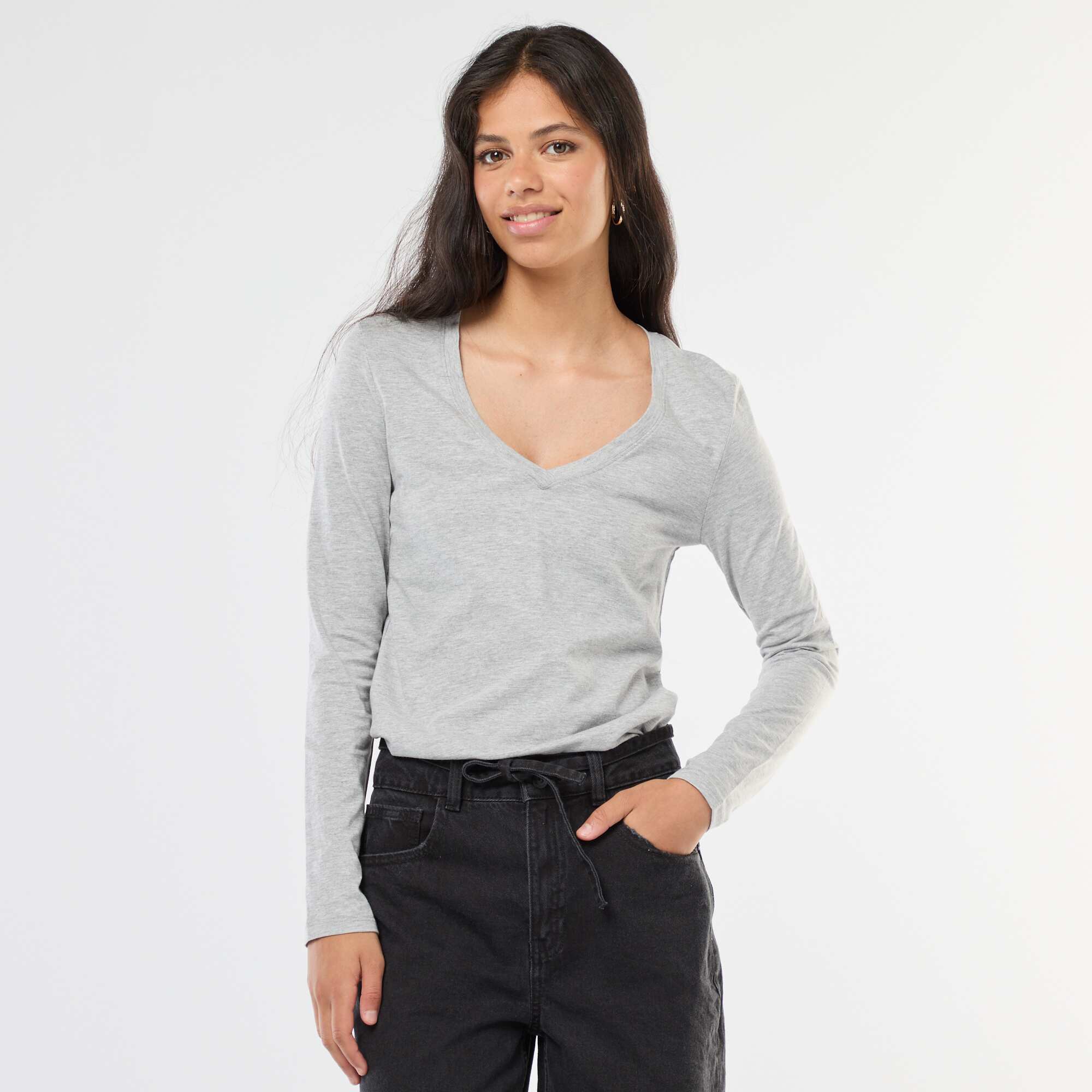 V-neck T-shirt GREY