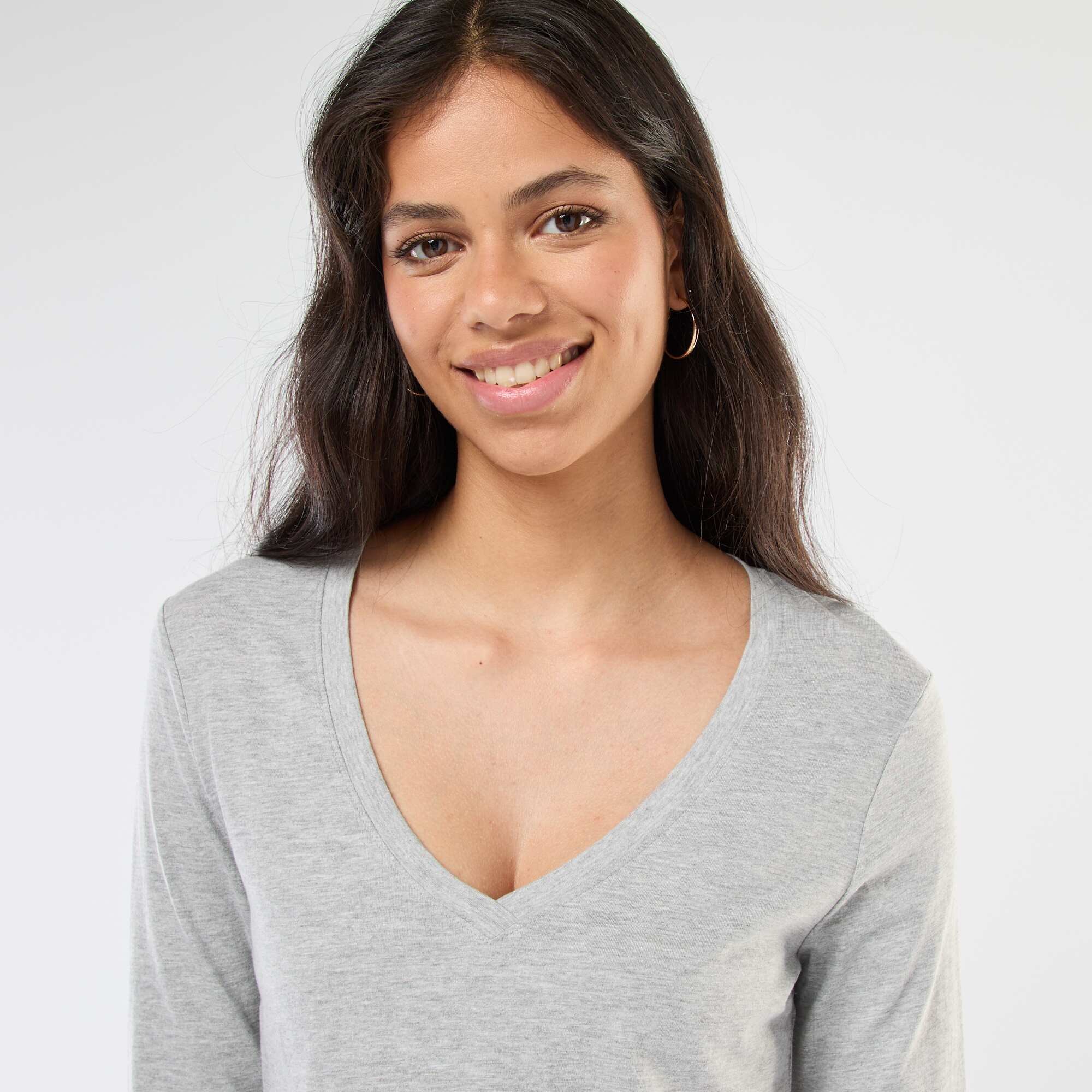 V-neck T-shirt GREY - Image 5