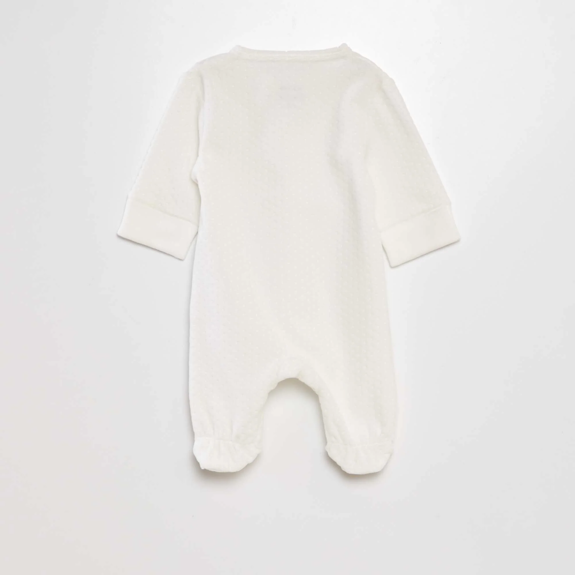 Velour sleepsuit with adjustable sleeves WHITE - Image 2