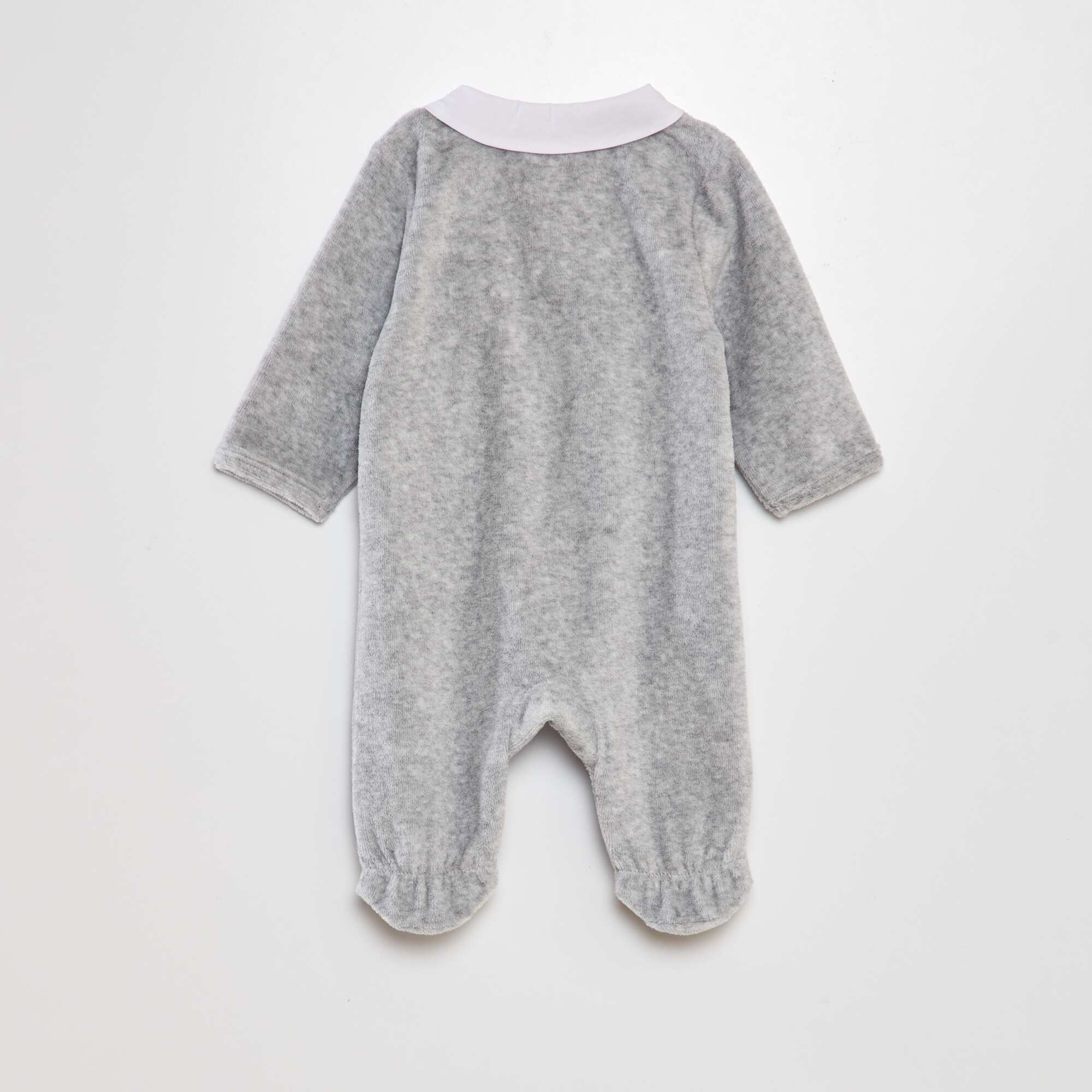 Velour sleepsuit with Peter Pan collar GREY - Image 2