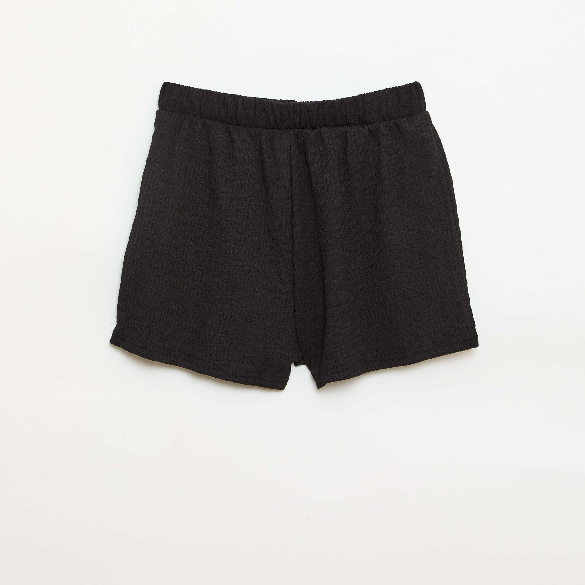 Waffle knit shorts BLACK - Image 3
