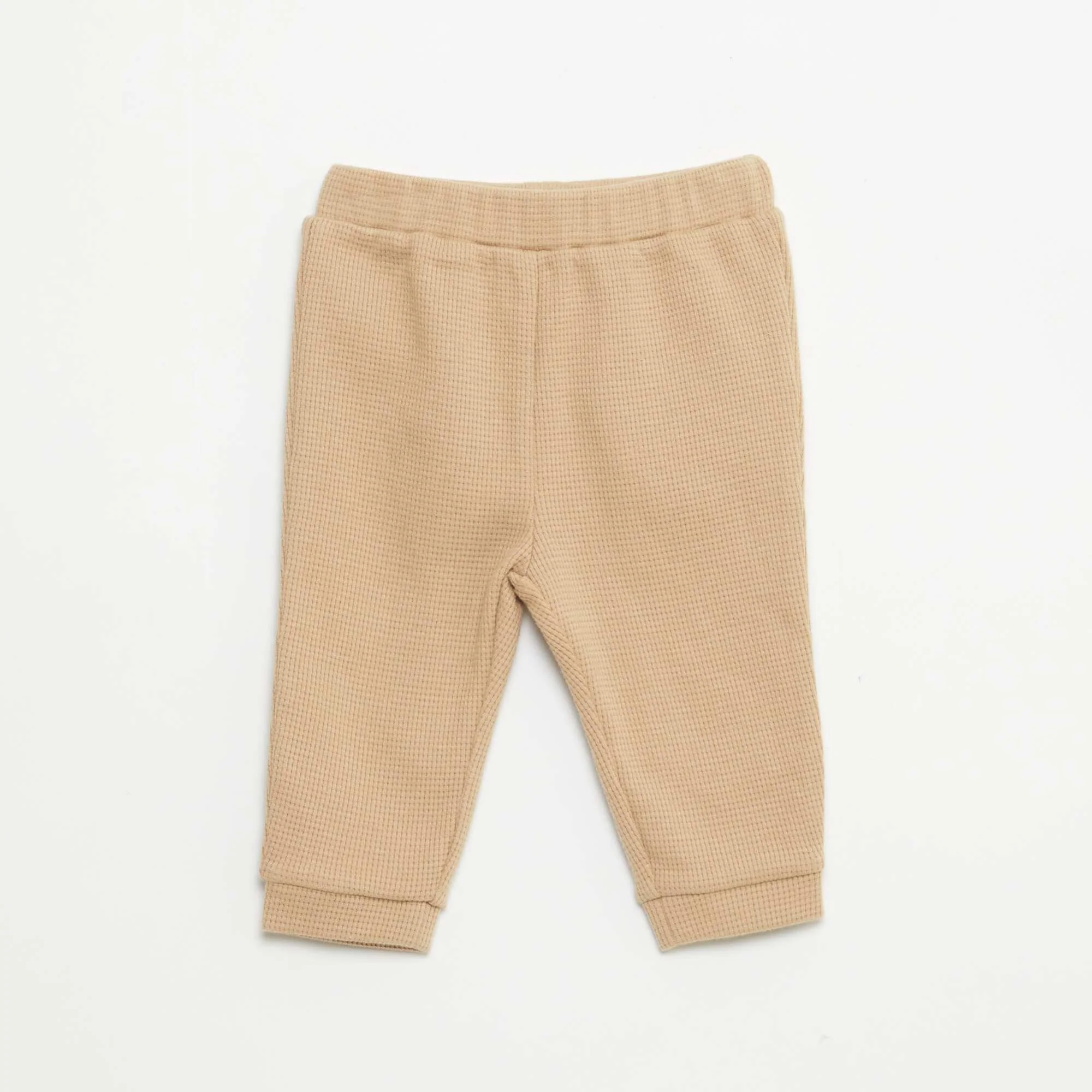 Waffle-knit sweatshirt and trousers set - 2-piece set BEIGE - Image 4