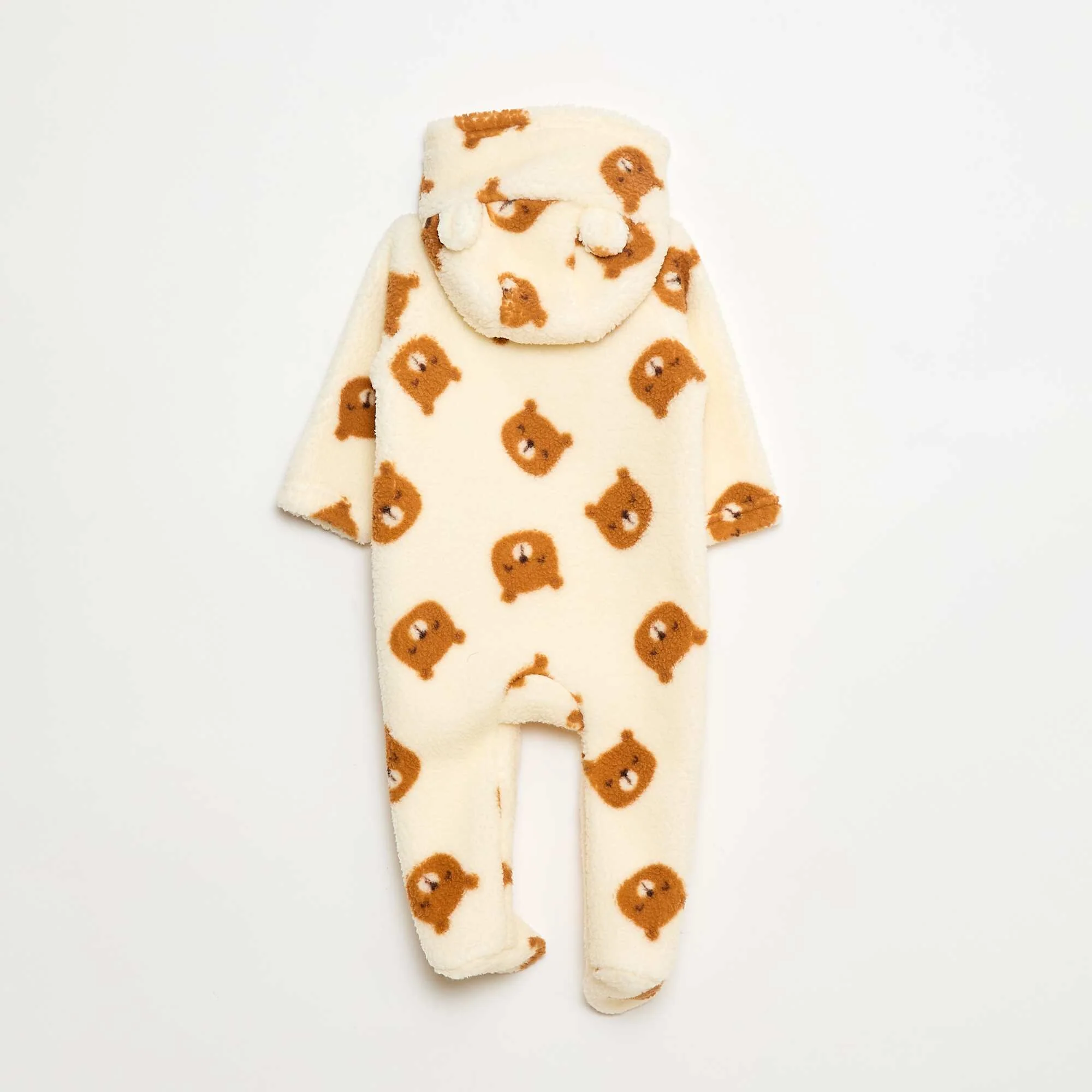 Warm Fleece Effect Pajama Onesie BEIGE - Image 3