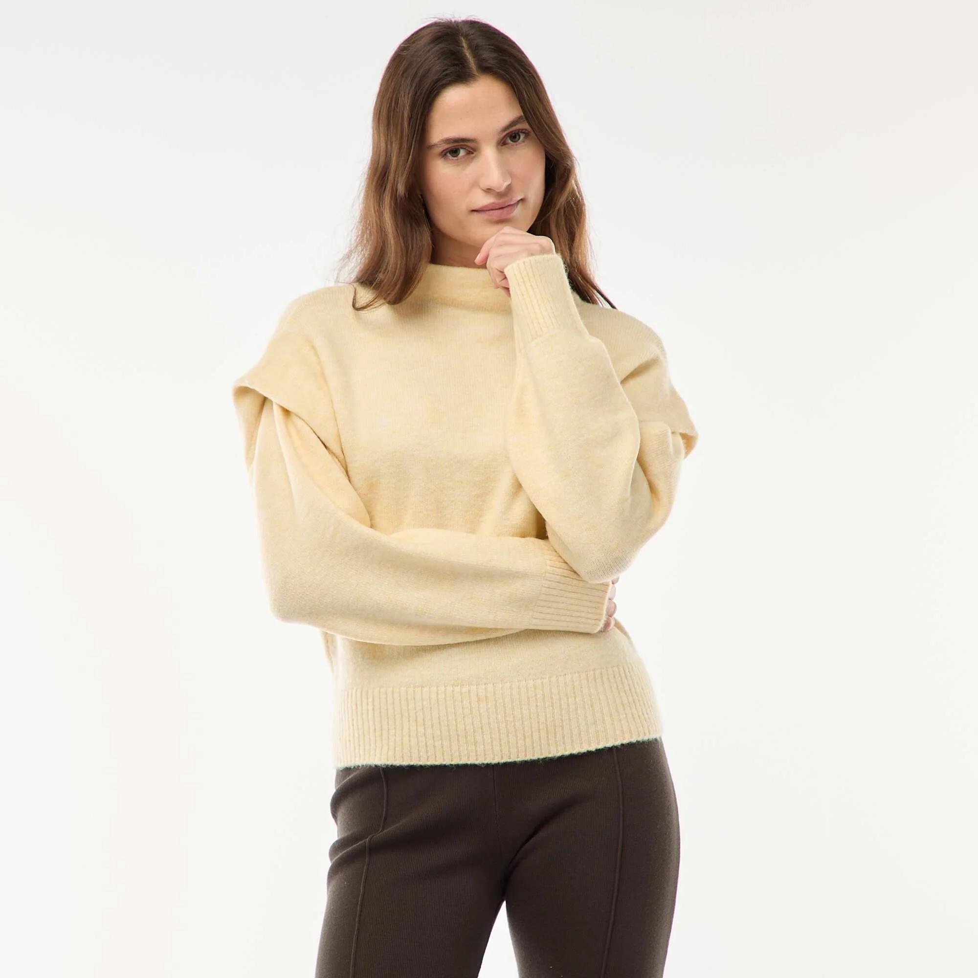 Warm High Neck Sweater YELLOW - Image 3