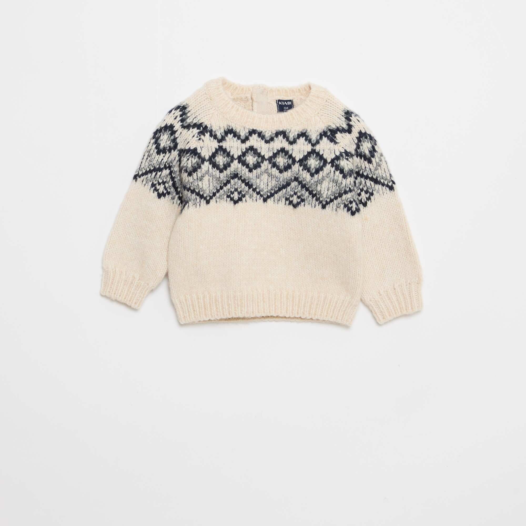 Warm Jacquard Sweater WHITE - Image 3