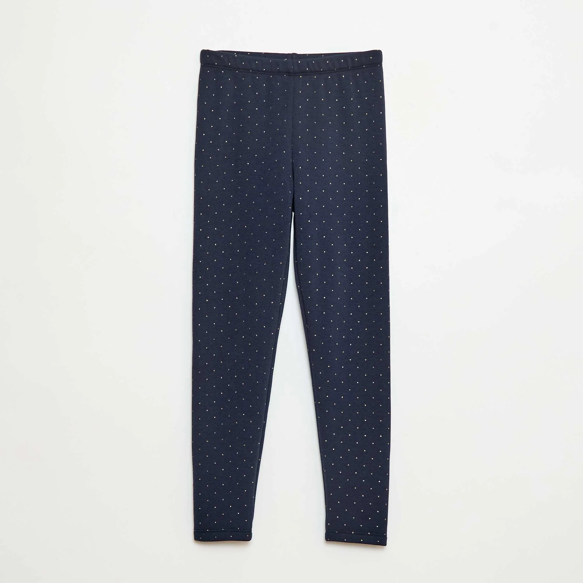 Warm Leggings with Velour Interior Print BLUE