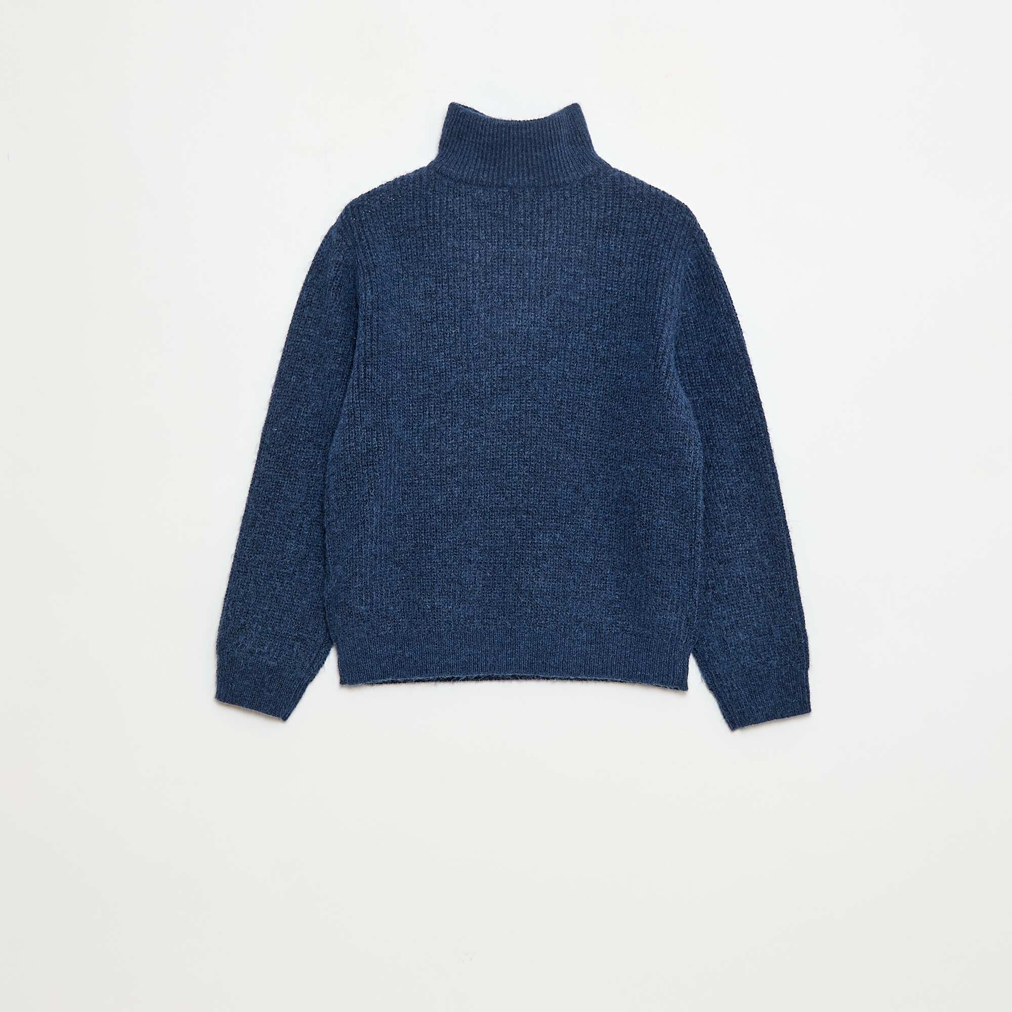 Warm Plain Sweater BLUE - Image 3