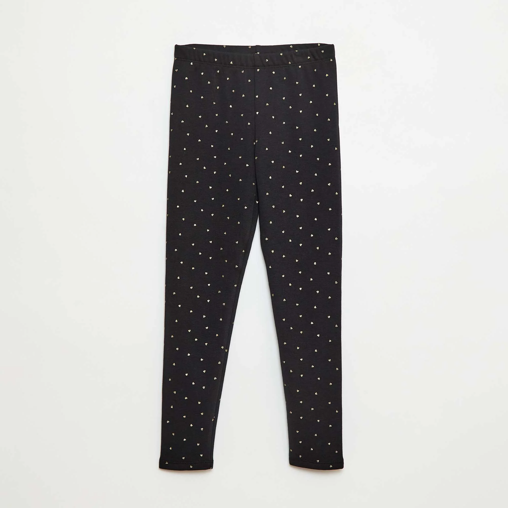 Warm Velour-Lined Printed Leggings BLACK