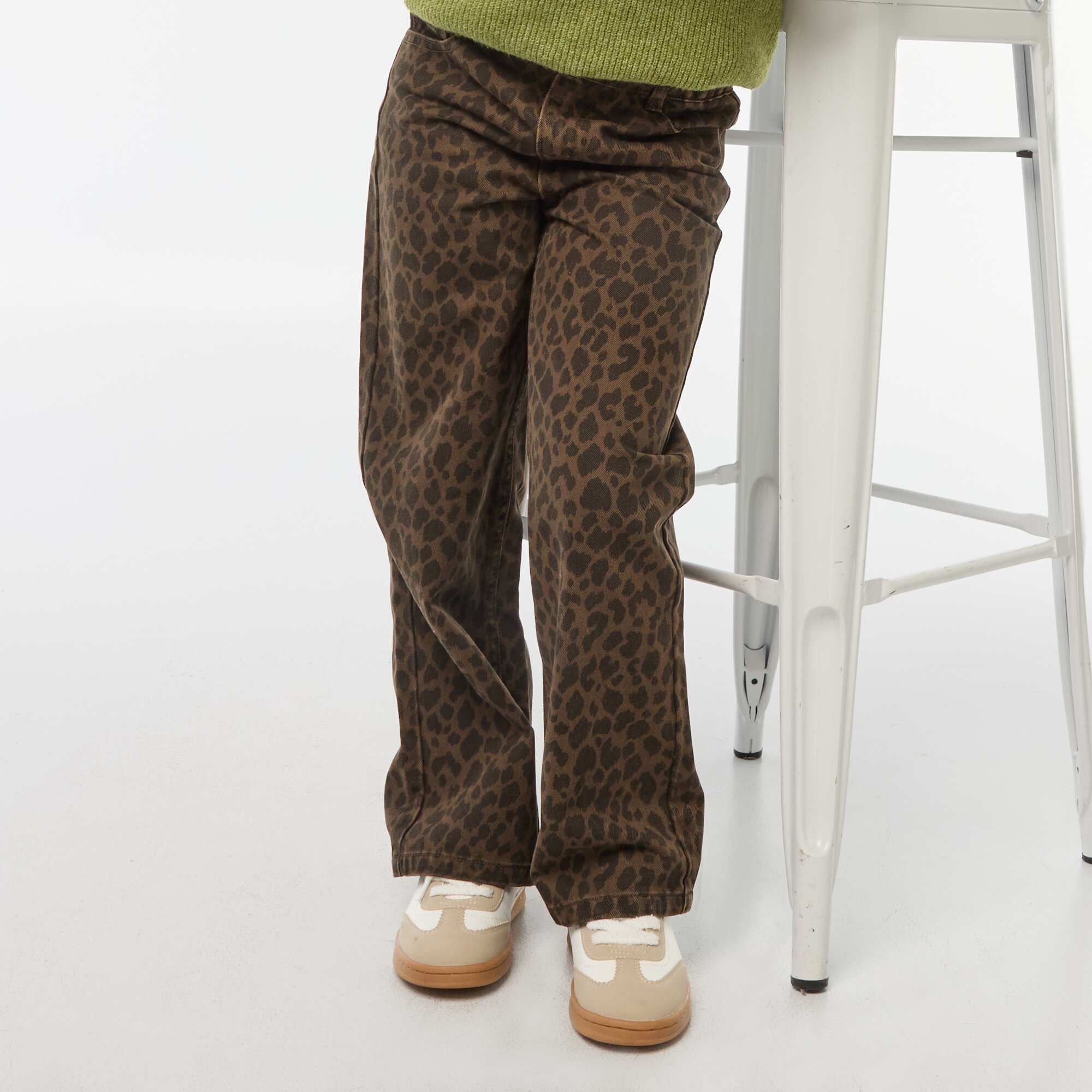 Wide-leg 5-pocket denim trousers BROWN - Image 4