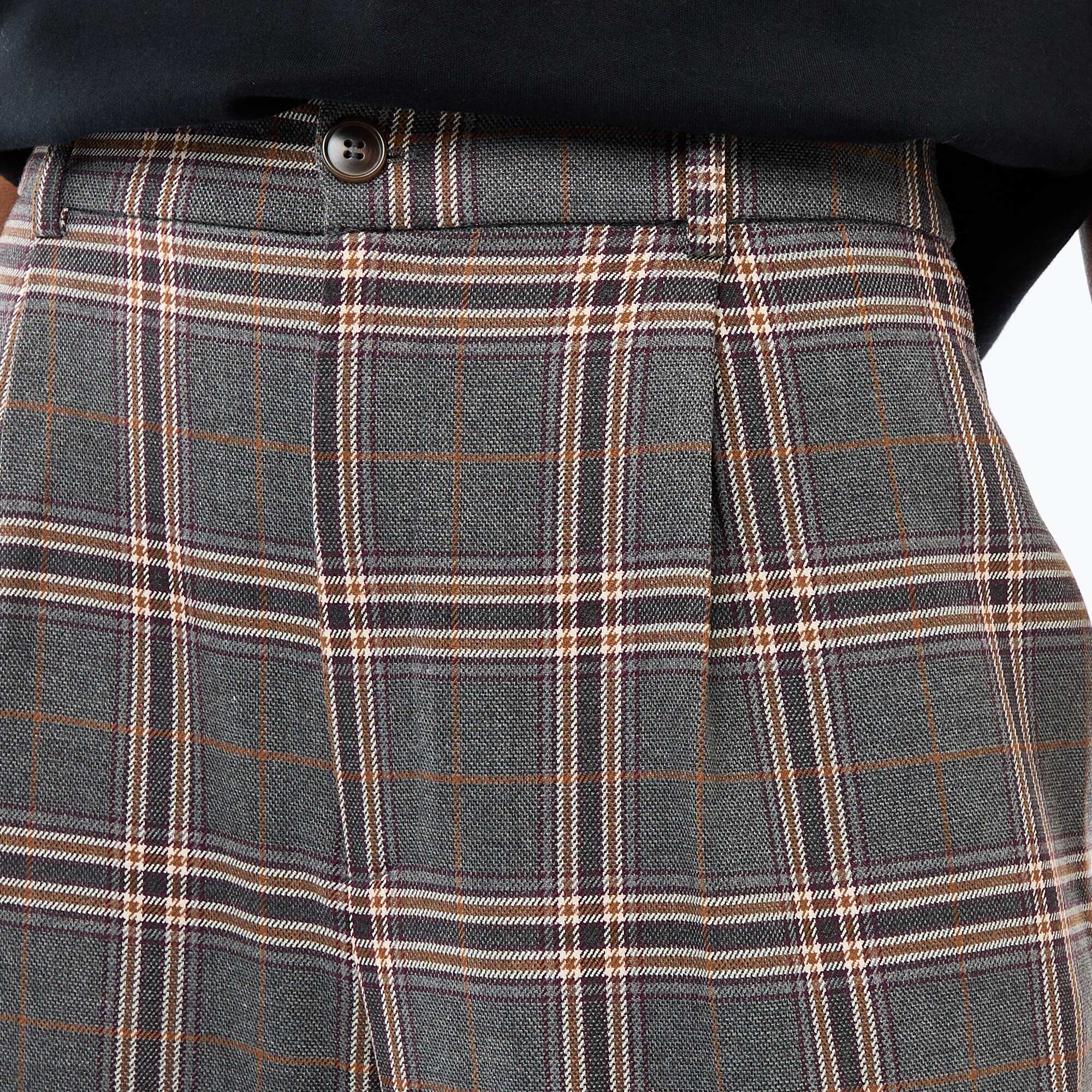 Wide-Leg Checkered Trousers GREY - Image 4