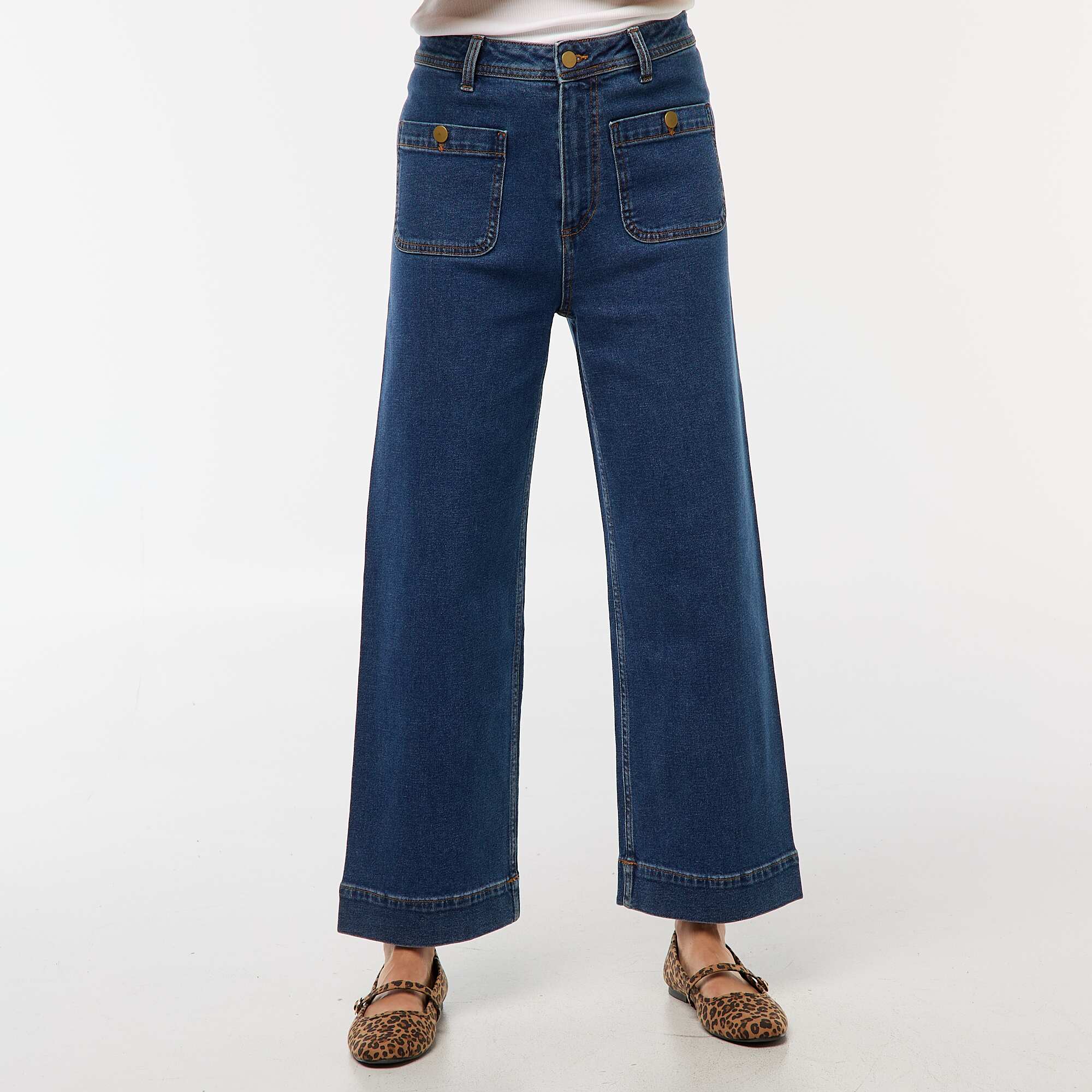 Wide Leg Denim Pants BLUE - Image 2