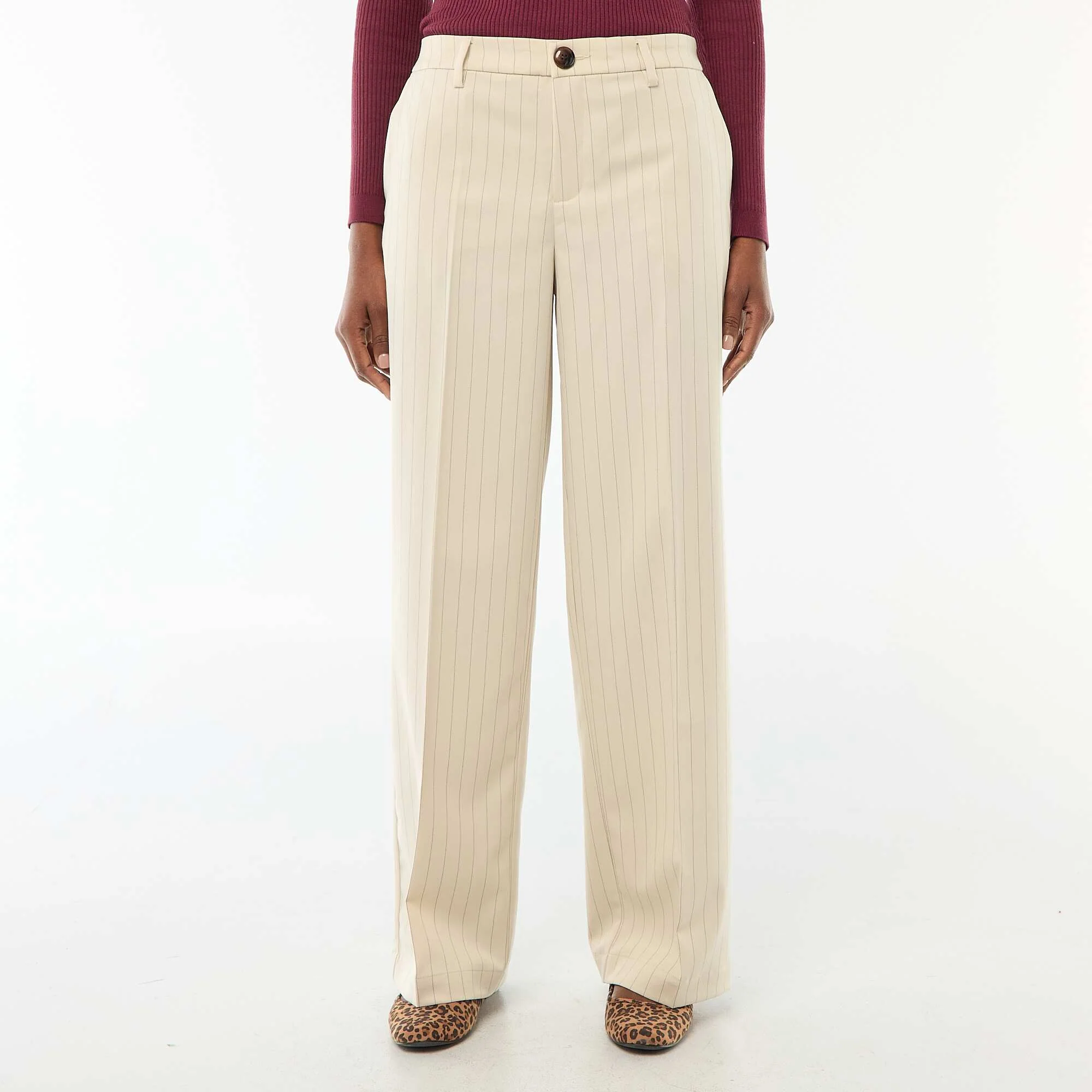 Wide Leg Flowy Pants BEIGE - Image 2
