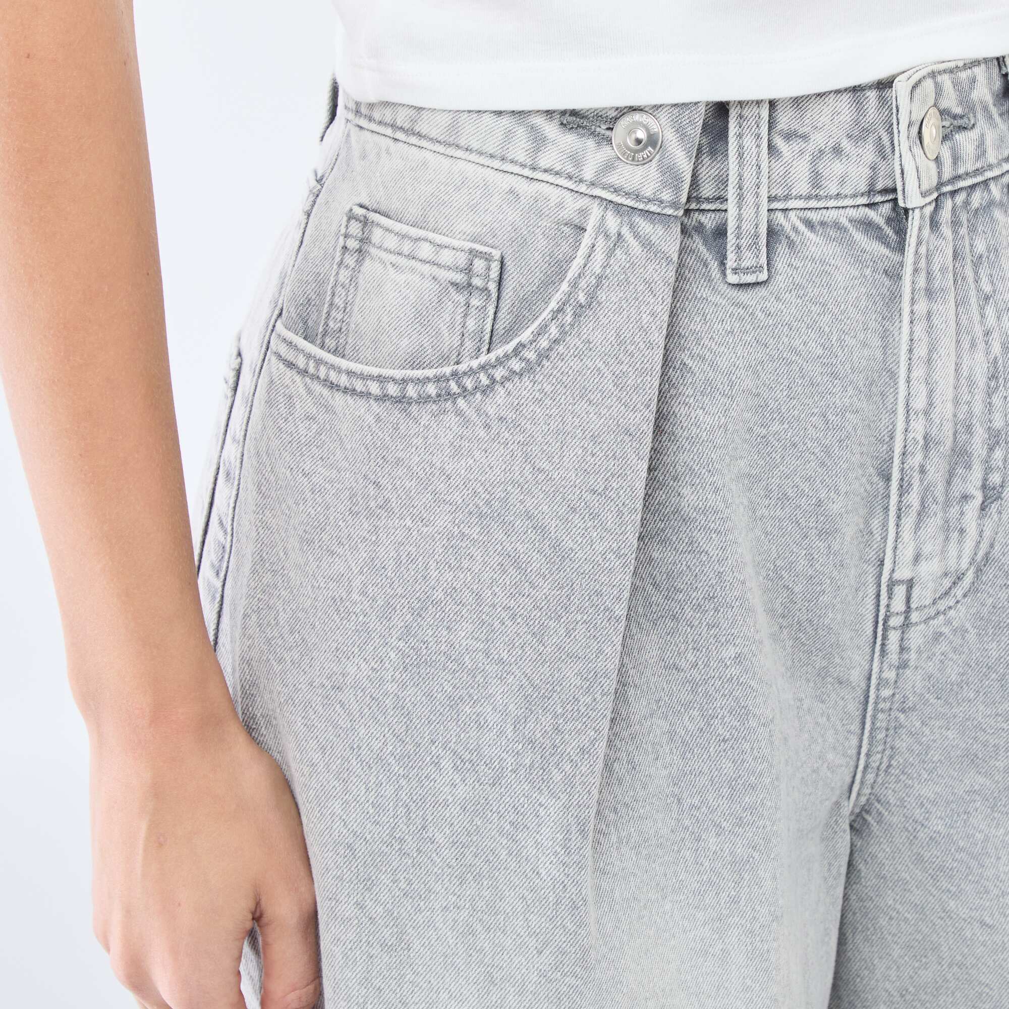 Wide leg high-waisted jeans GREY - Image 5