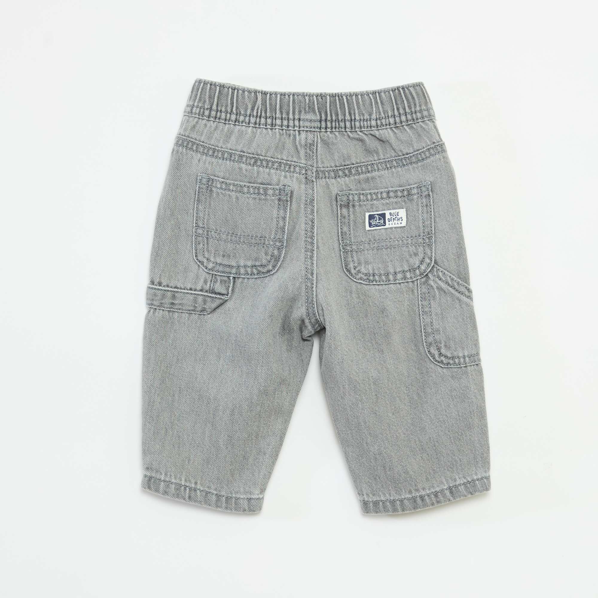 Wide-Leg Jeans with Adjustable Waist GREY - Image 3
