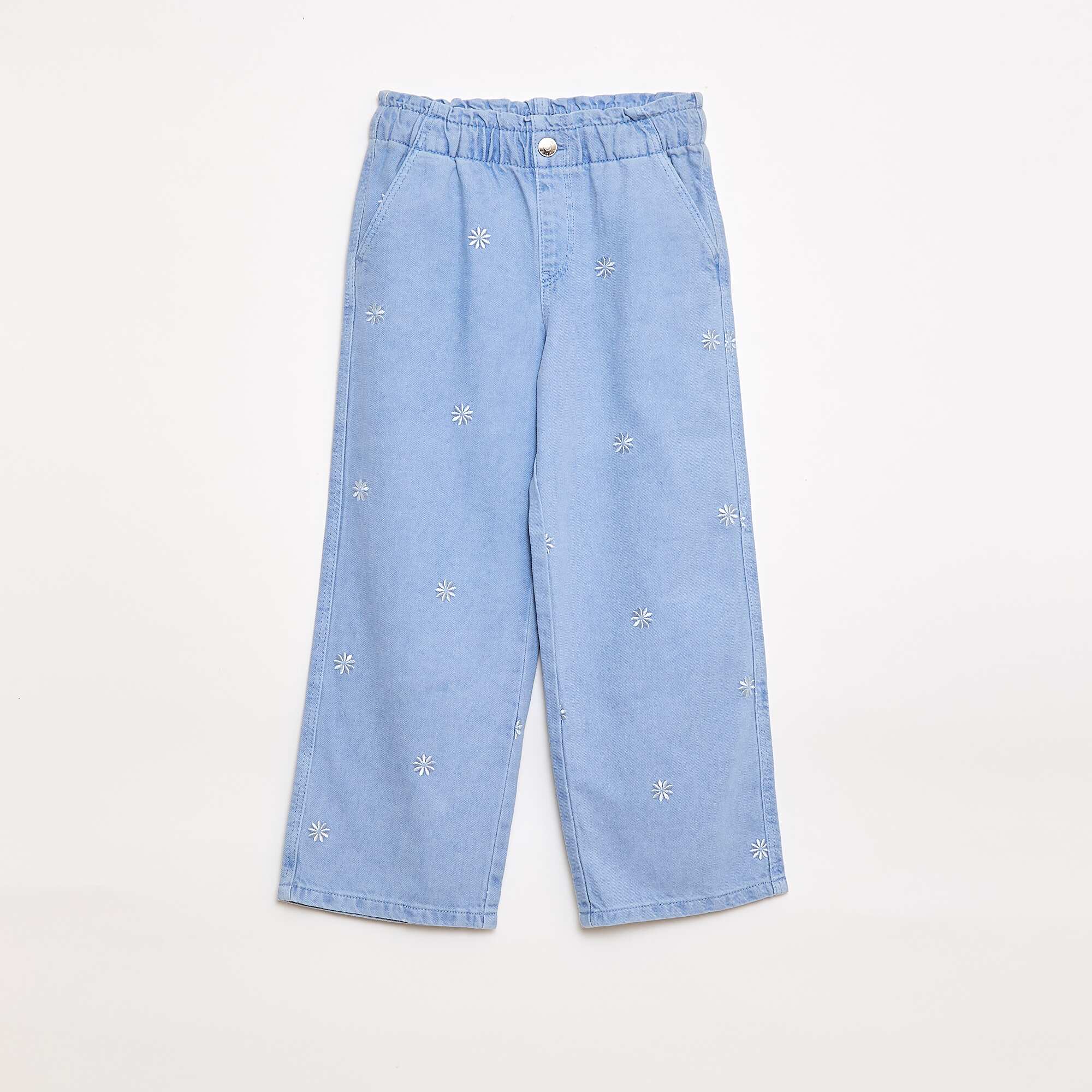 Wide Leg Jeans with Embroidered Design BLUE