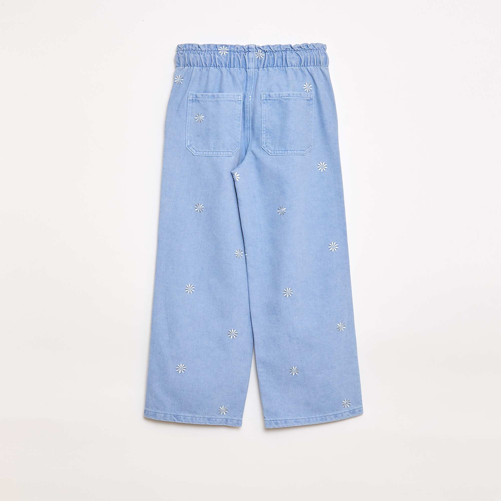 Wide Leg Jeans with Embroidered Design BLUE - Image 2